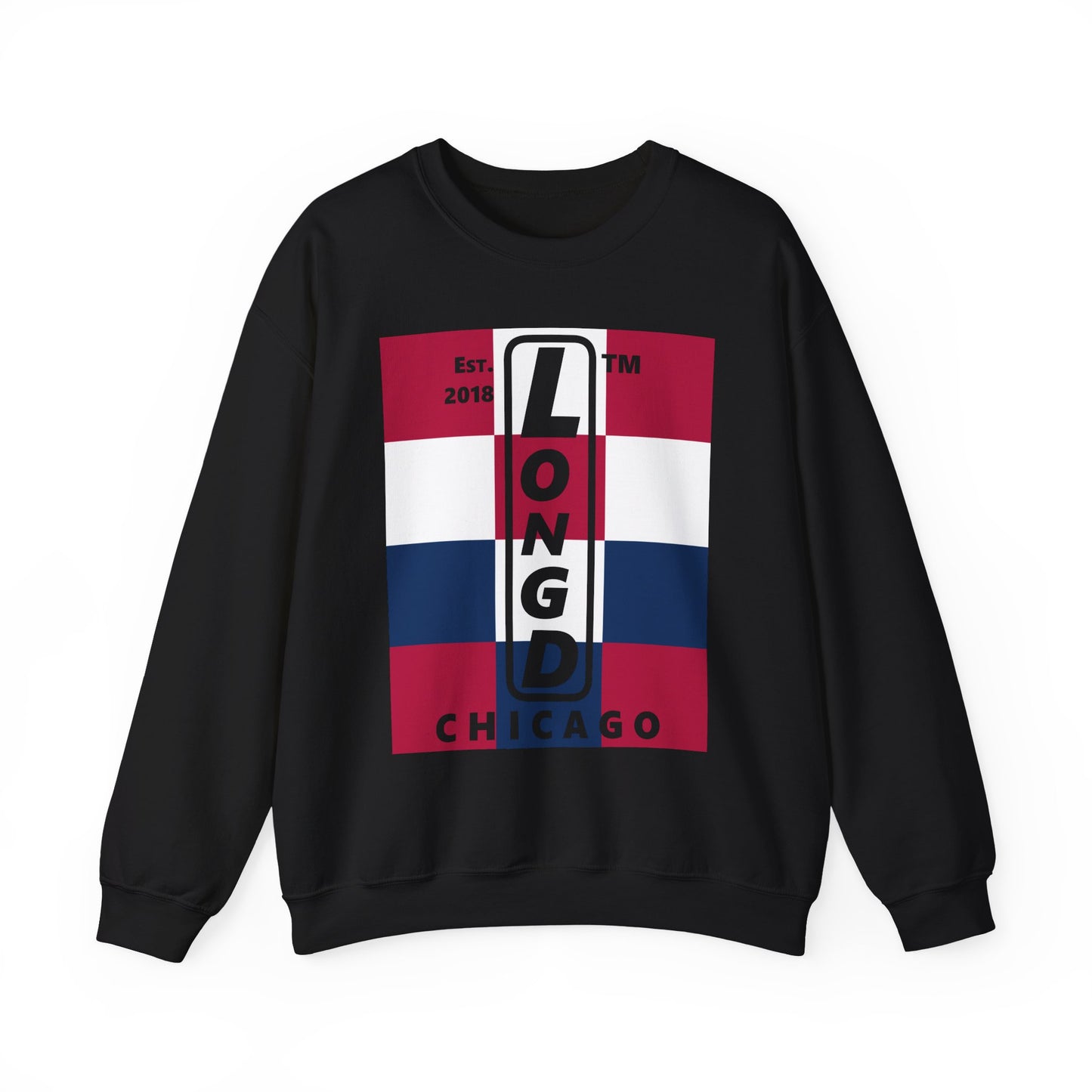 LongD negative 4x3 Chicago logo crewneck sweatshirt (patriotic colors)