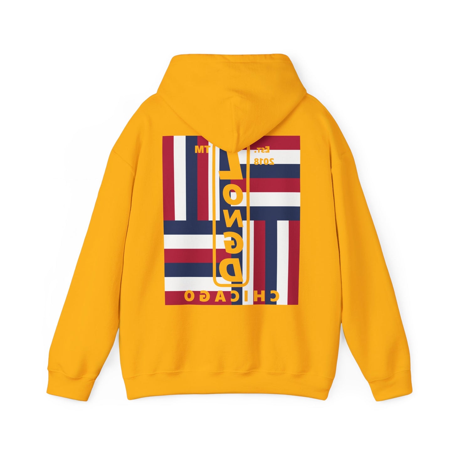 LongD single-breasted negative windmill front-back Chicago upright logo hoodie (Patriotic colors)
