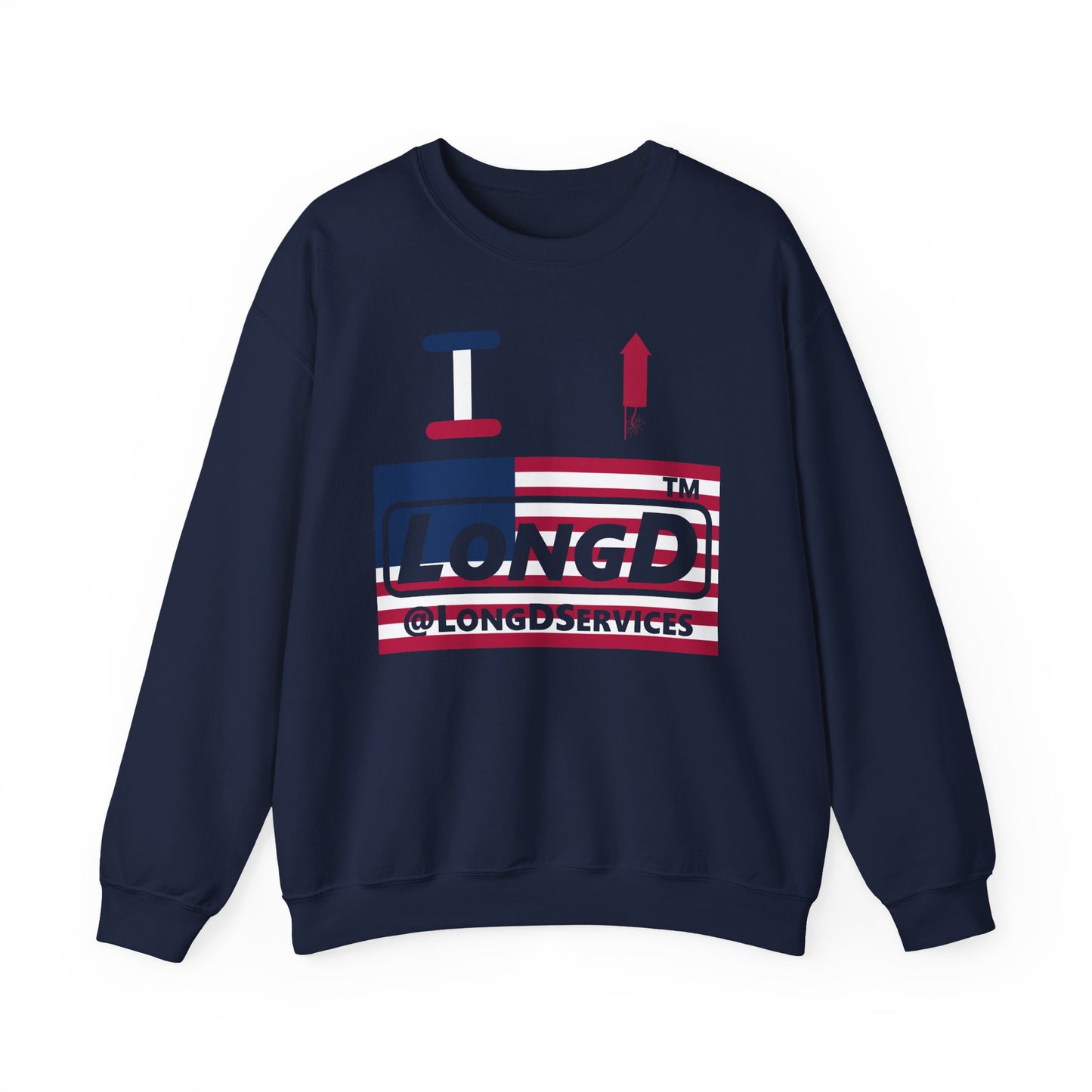 I firecracker LongD negative flag tag logo crewneck sweatshirt