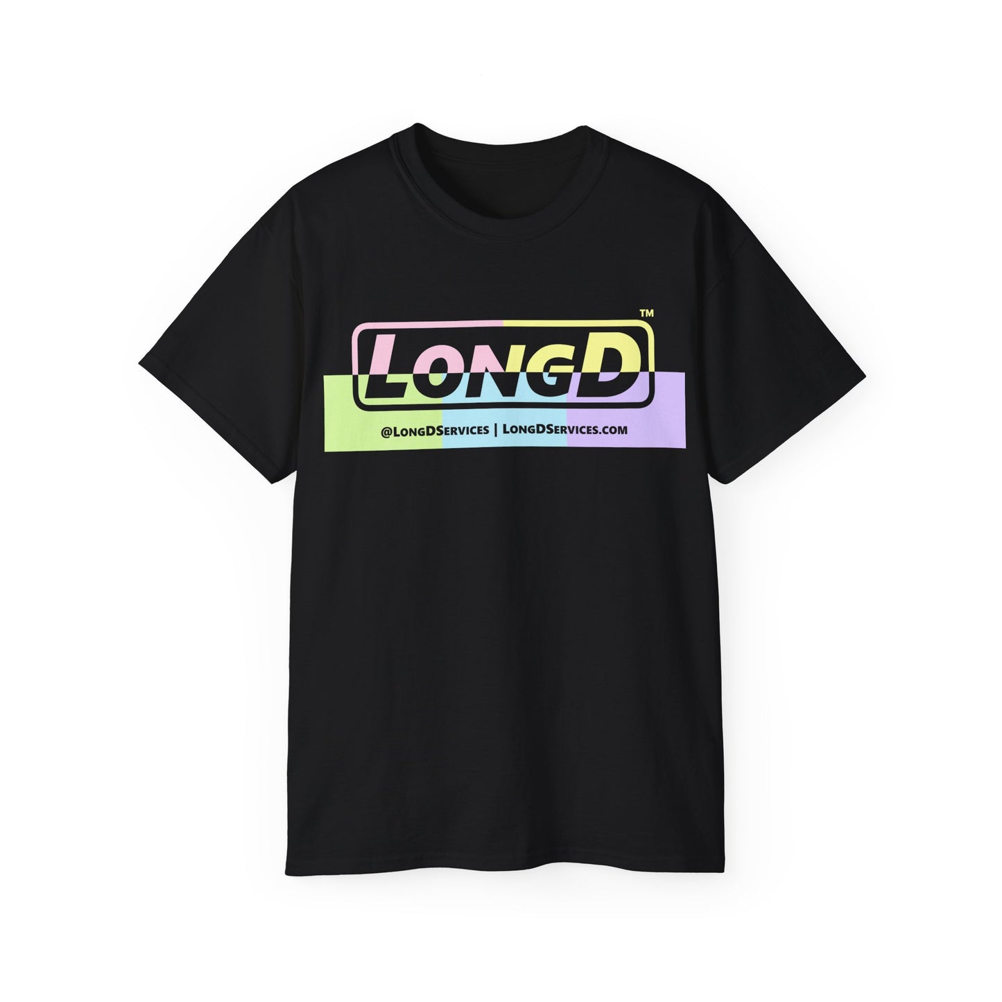 LongD® Logo Cotton Tee (Easter pastel variety in positive top text and negative bottom text)
