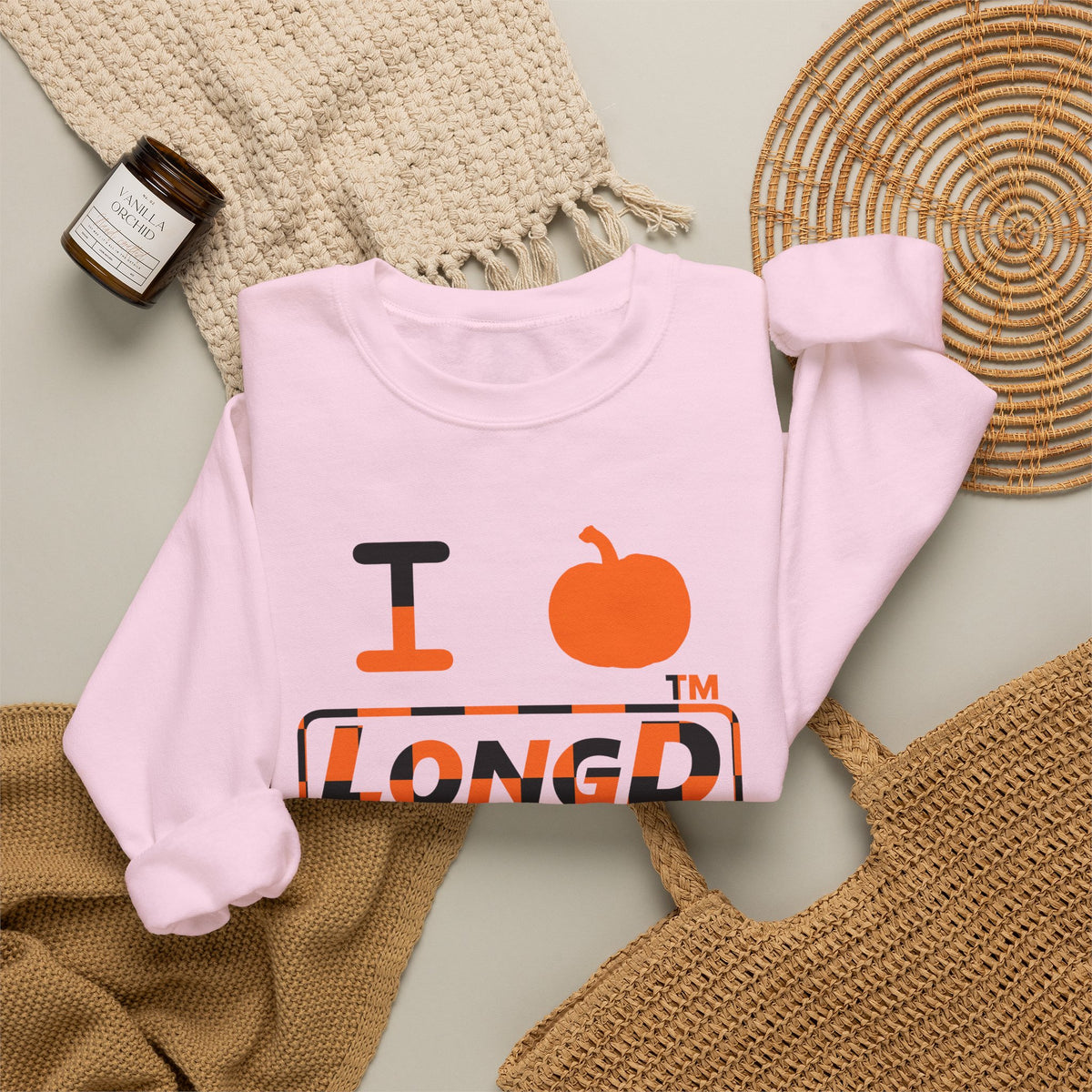 I pumpkin LongD Chicago positive checkered logo crewneck sweatshirt