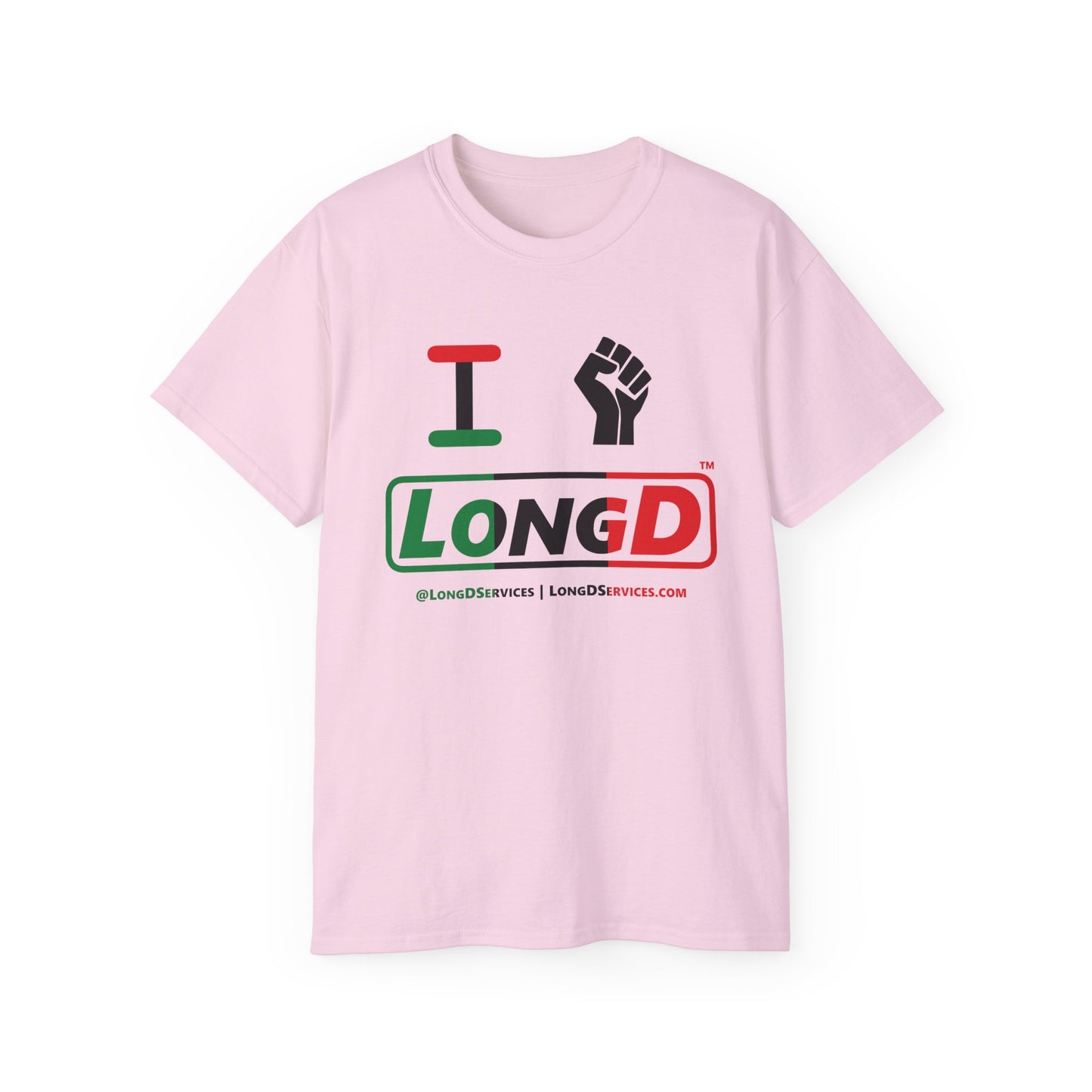 I Fist LongD® Logo Cotton Tee Juneteenth black fist positive thirds text