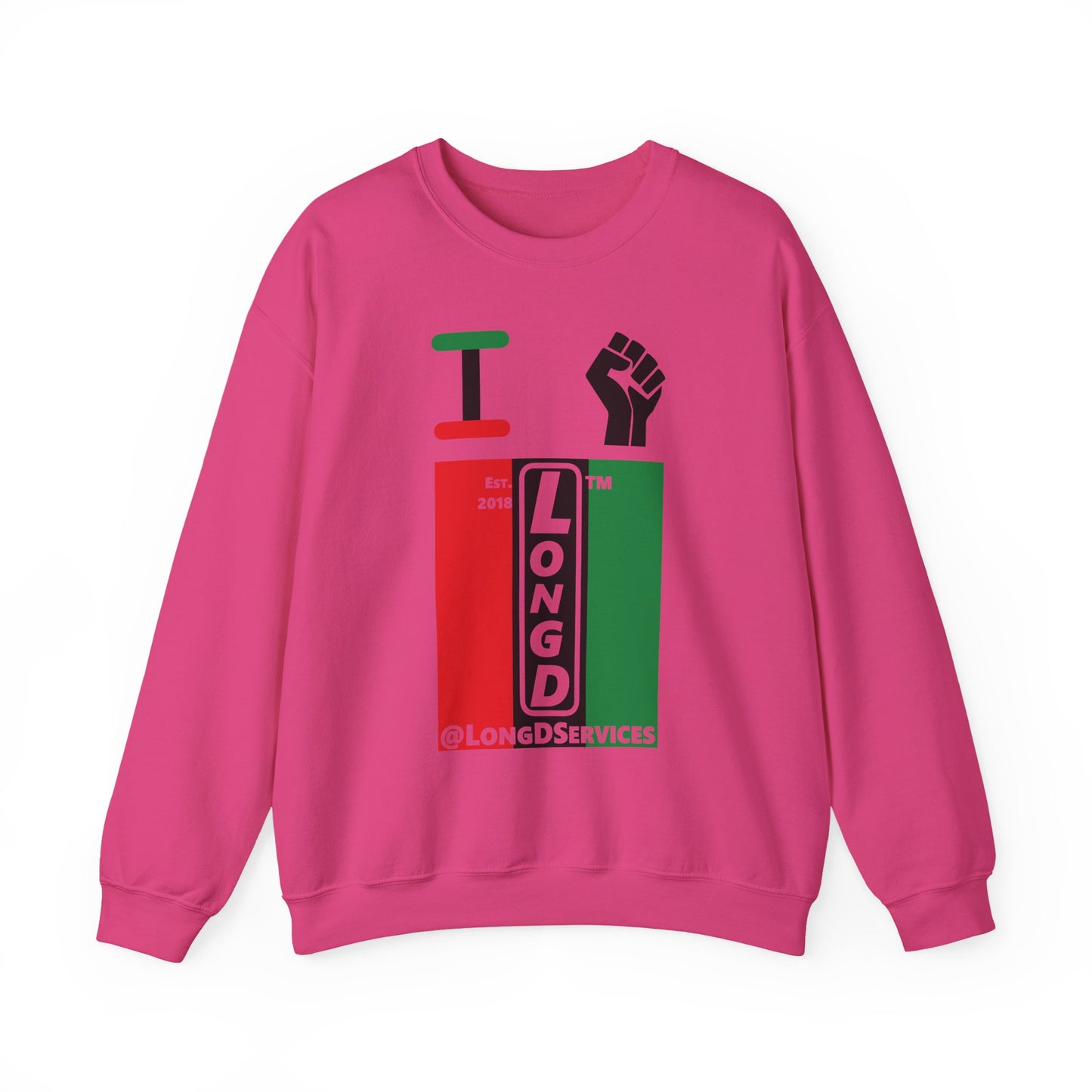 I Fist LongD negative vertical 3-striped tag upright logo crewneck sweatshirt