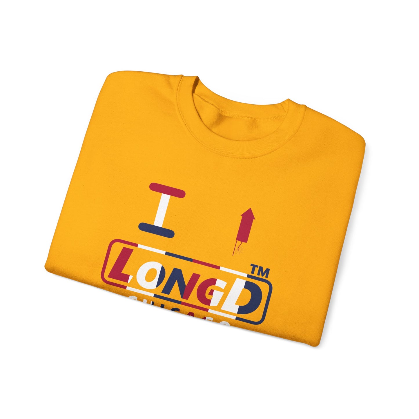 I firecracker LongD positive vertical 6-striped Chicago logo crewneck sweatshirt