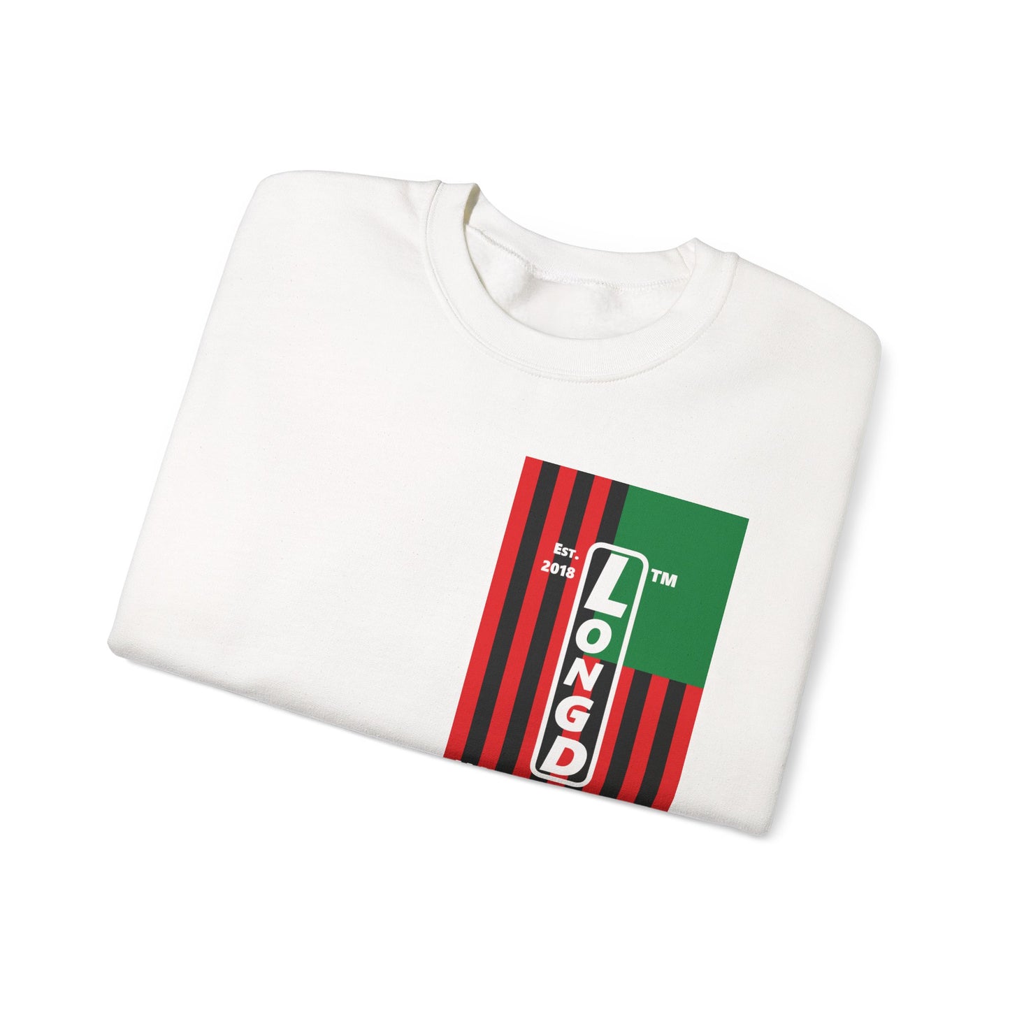 LongD negative cropped flag single-breasted front-back Hyde Park upright logo crewneck sweatshirt (Juneteenth colors)