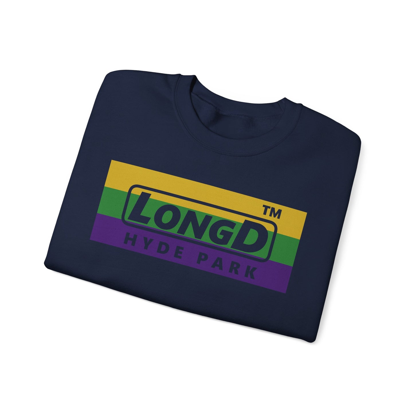 LongD negative striped Hyde Park logo crewneck sweatshirt