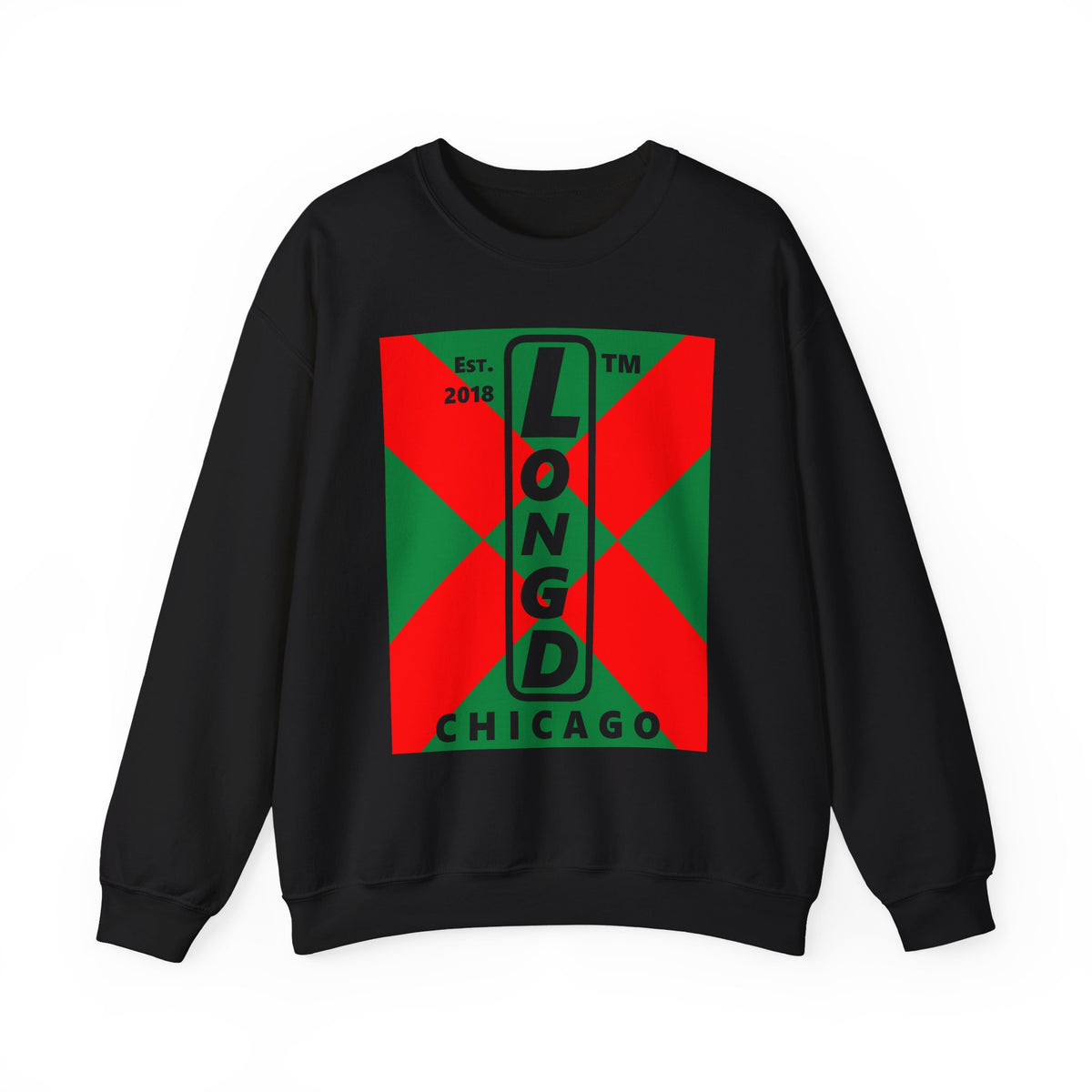 LongD Chicago negative upright argyle x logo (Xmas colors) crewneck sweatshirt
