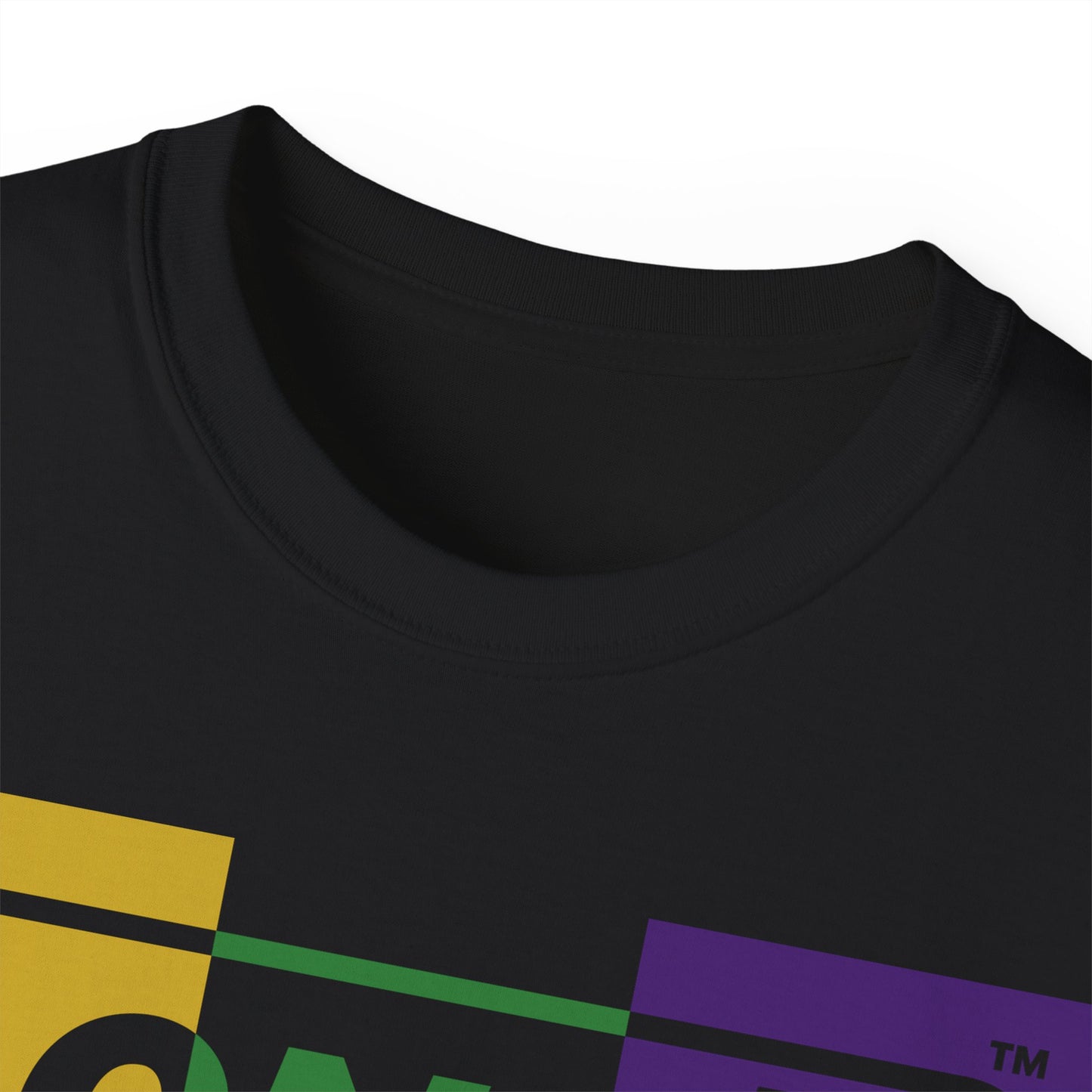 LongD® Logo Cotton Tee (positive center and negative outer Mardi Gras colored text)