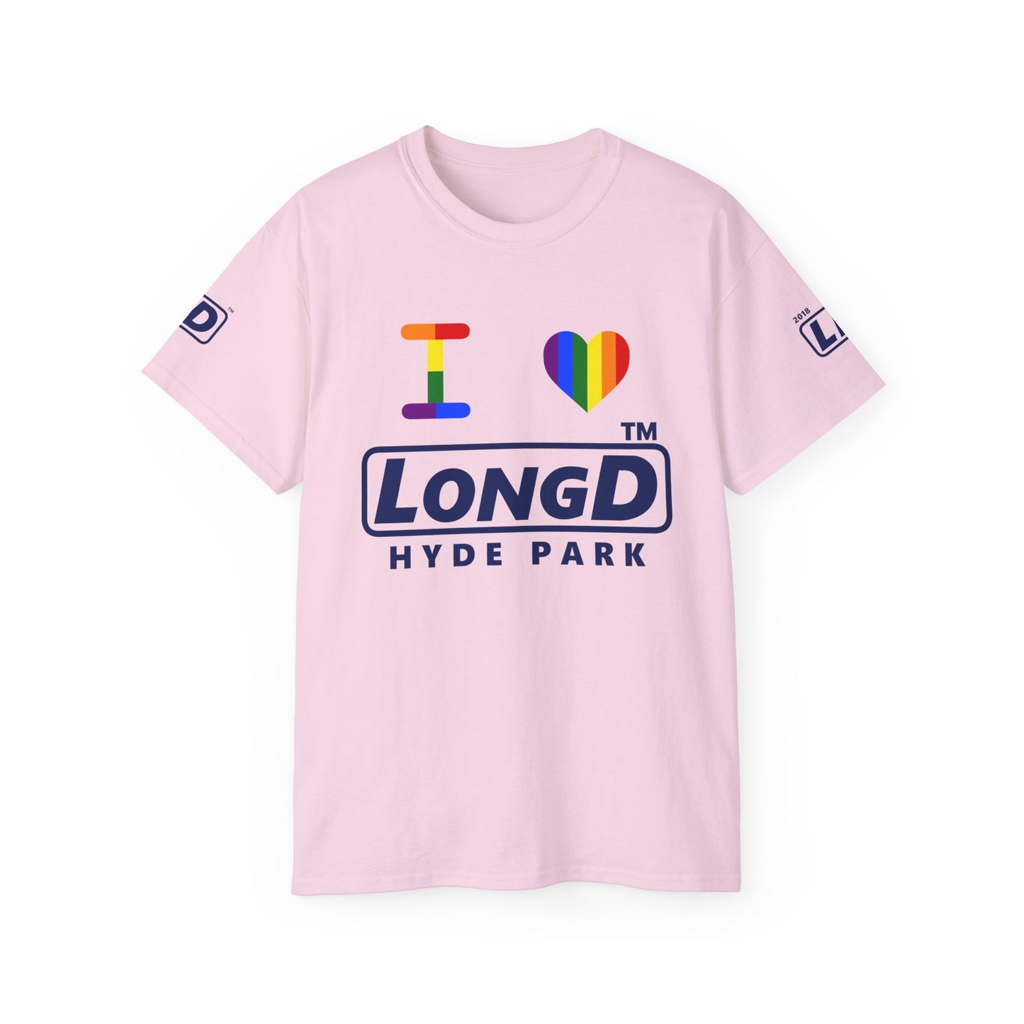 I Luv LongD official Hyde Park 4-print logo cotton tee (Pride colors)