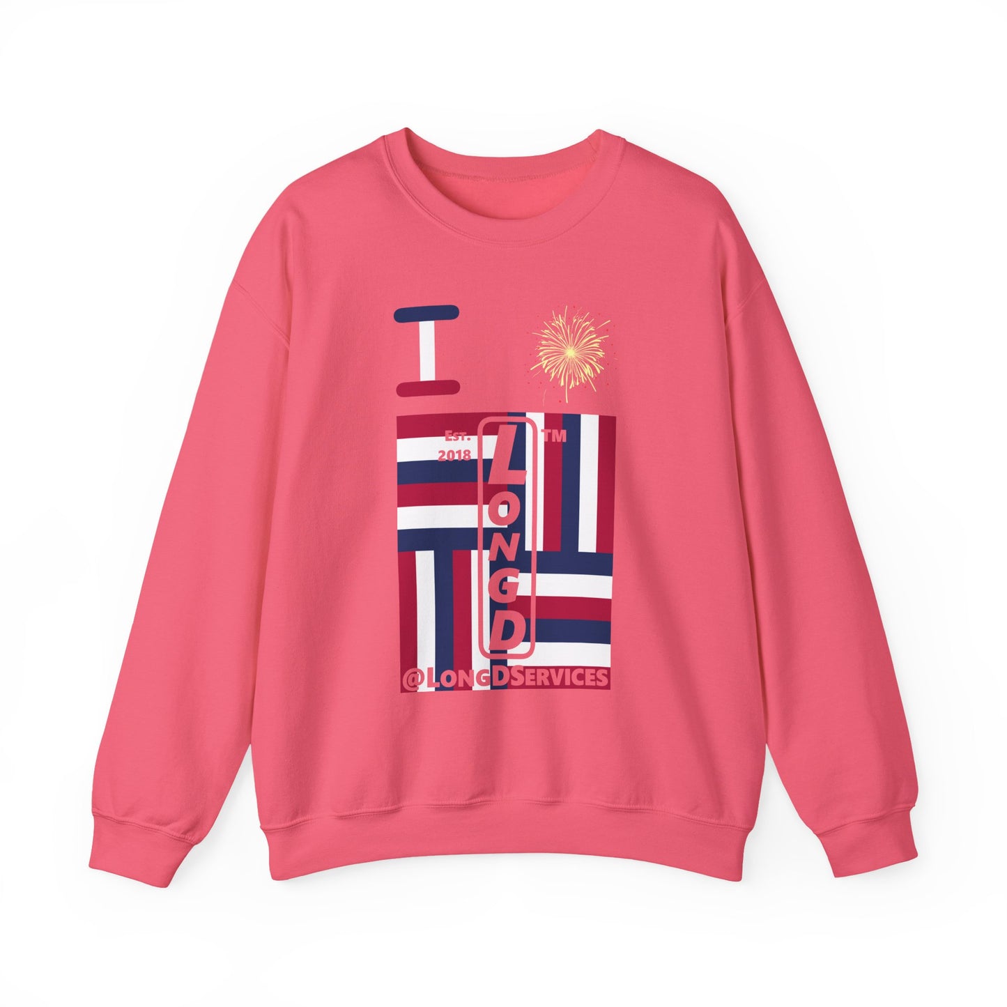 I Burst LongD negative windmill tag upright front-back logo crewneck sweatshirt