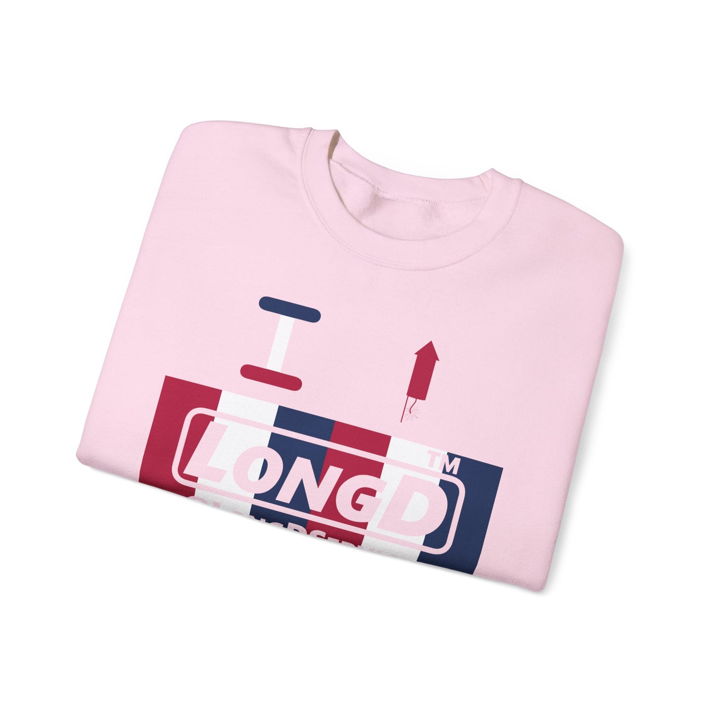 I firecracker LongD negative vertical 6-striped tag-domain logo crewneck sweatshirt