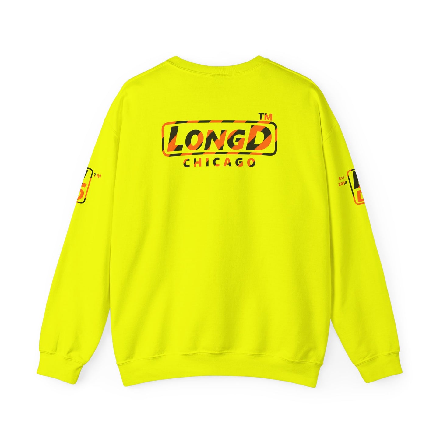 LongD Chicago positive 12-striped 4-print logo (Halloween colors) crewneck sweatshirt