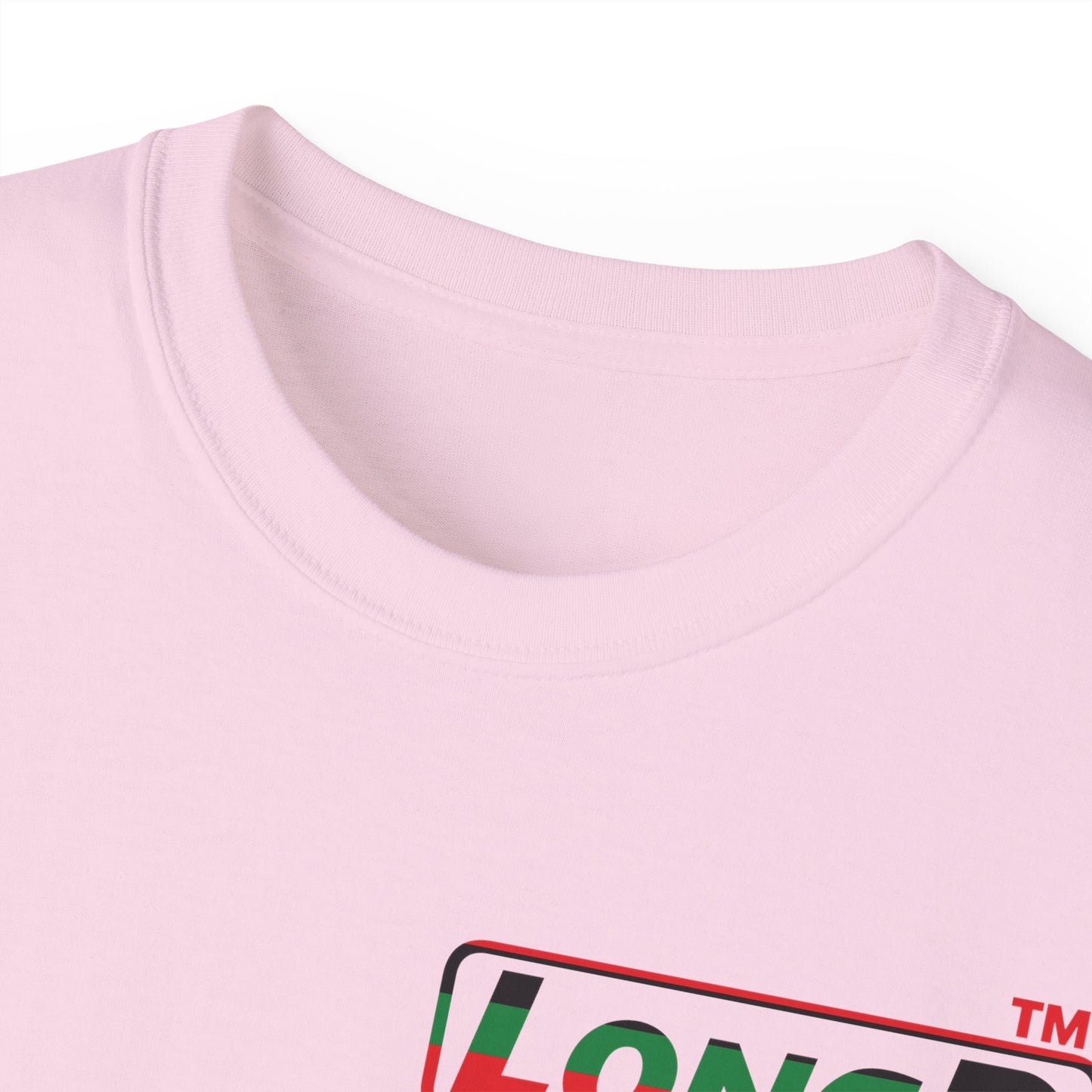 LongD positive horizontal 6-striped Hyde Park logo single-breasted front-back cotton tee (Juneteenth colors)