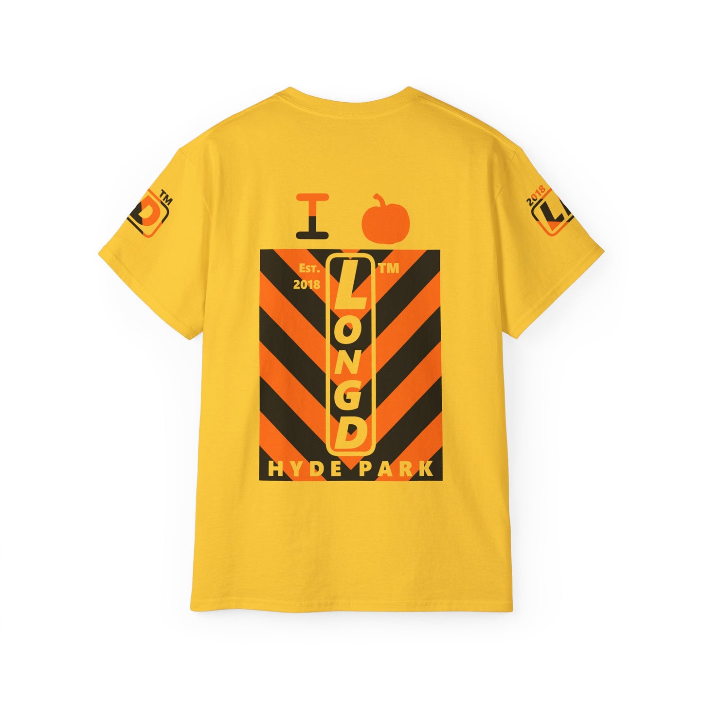 I pumpkin LongD Hyde Park negative upright downward chevron 4-print logo cotton tee