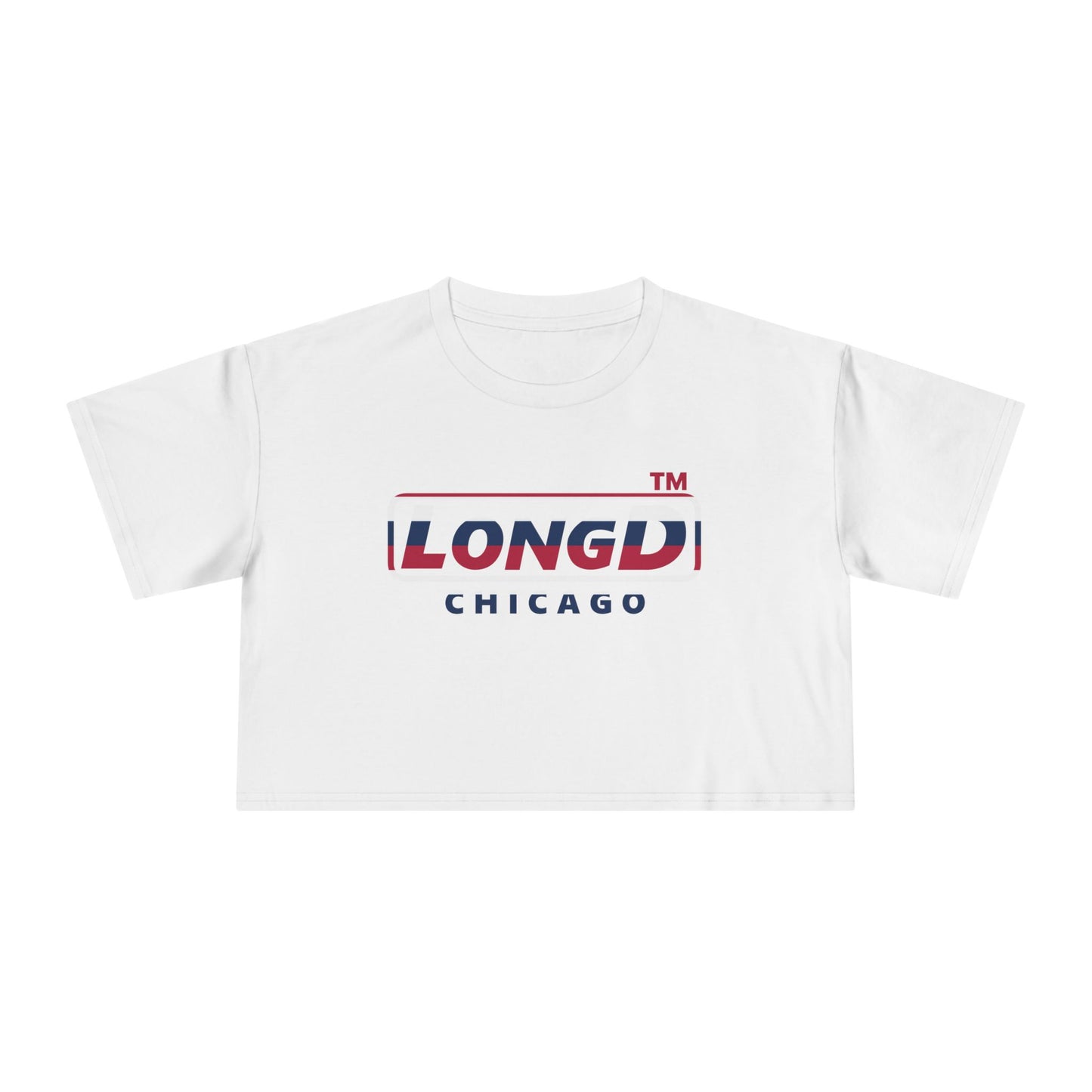 LongD positive horizontal 6-striped Chicago Logo Crop Tee (Patriotic colors)