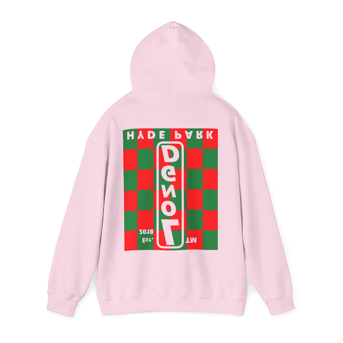 LongD Hyde Park negative upright checkered front-back logo (Xmas colors) hoodie