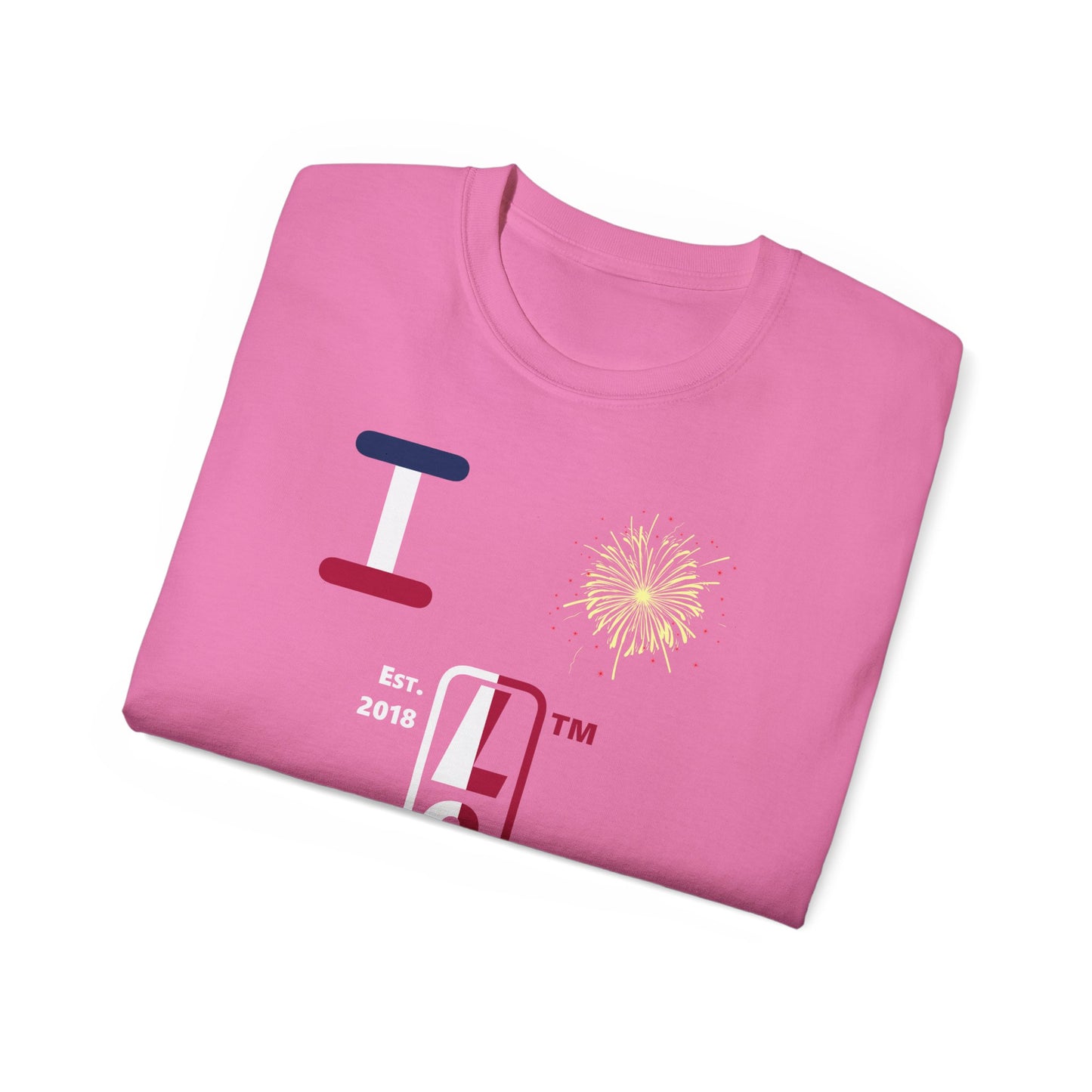 I Burst LongD cotton tee positive quarters Hyde Park upright logo (Patriotic colors)