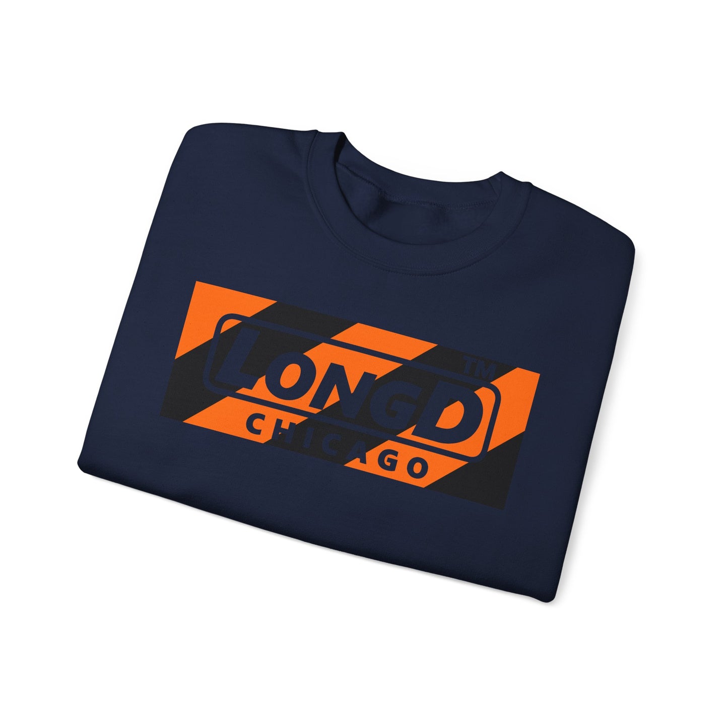 LongD Chicago negative diagonal 6-striped front-back logo (Halloween colors) crewneck sweatshirt