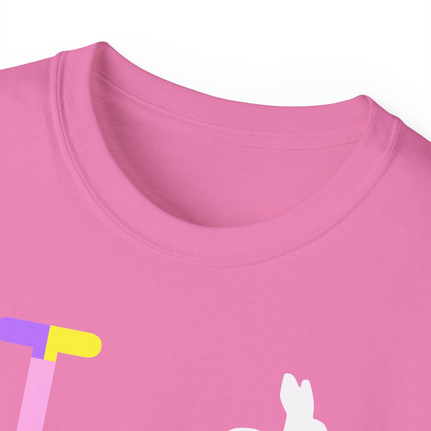 I Bunny LongD® negative horizontal striped Tag-domain Logo Cotton Tee