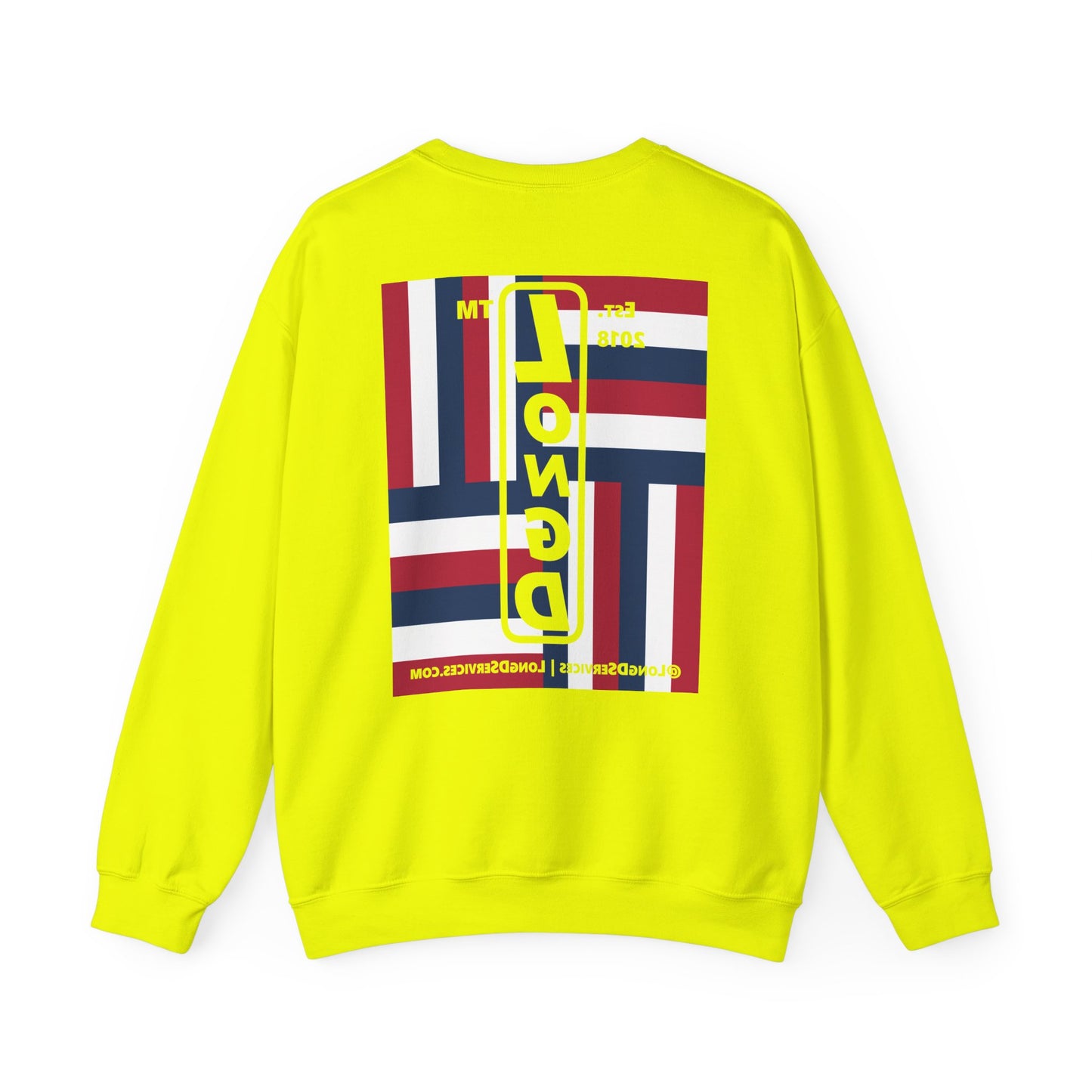 I Burst LongD negative windmill tag-domain upright front-back logo crewneck sweatshirt