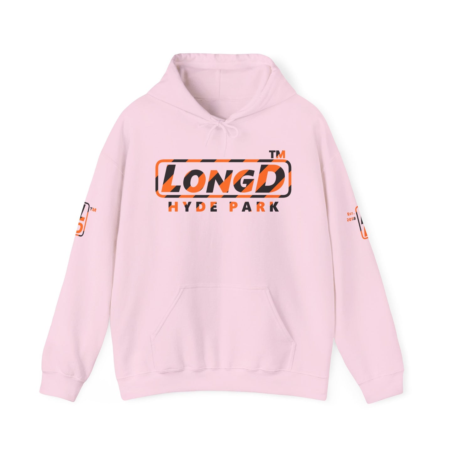 LongD Hyde Park positive 12-striped 4-print logo (Halloween colors) hoodie