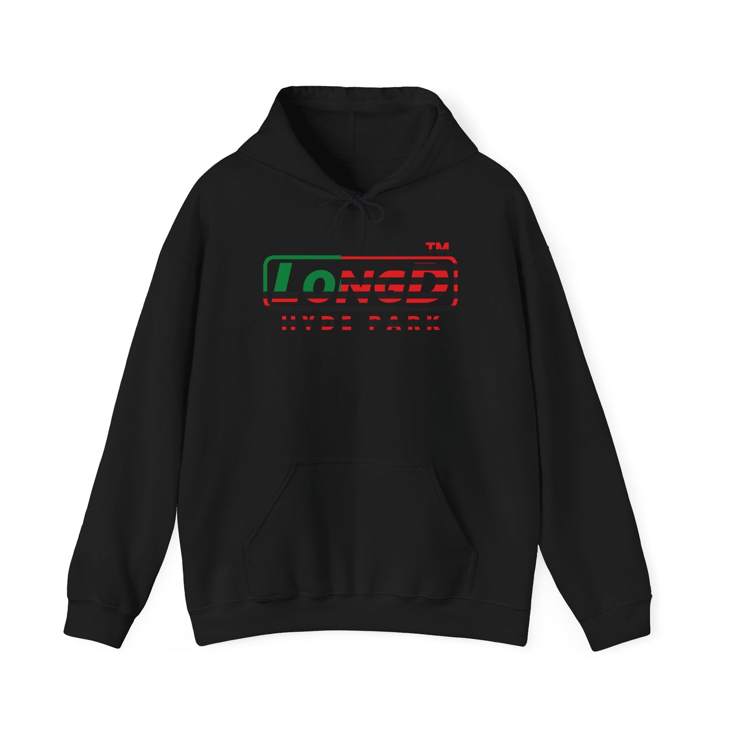 LongD® positive flag Hyde Park logo Hoodie (Juneteenth colors)