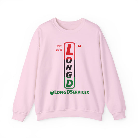 LongD positive horizontal 3-striped tag upright logo crewneck sweatshirt (Juneteenth colors)