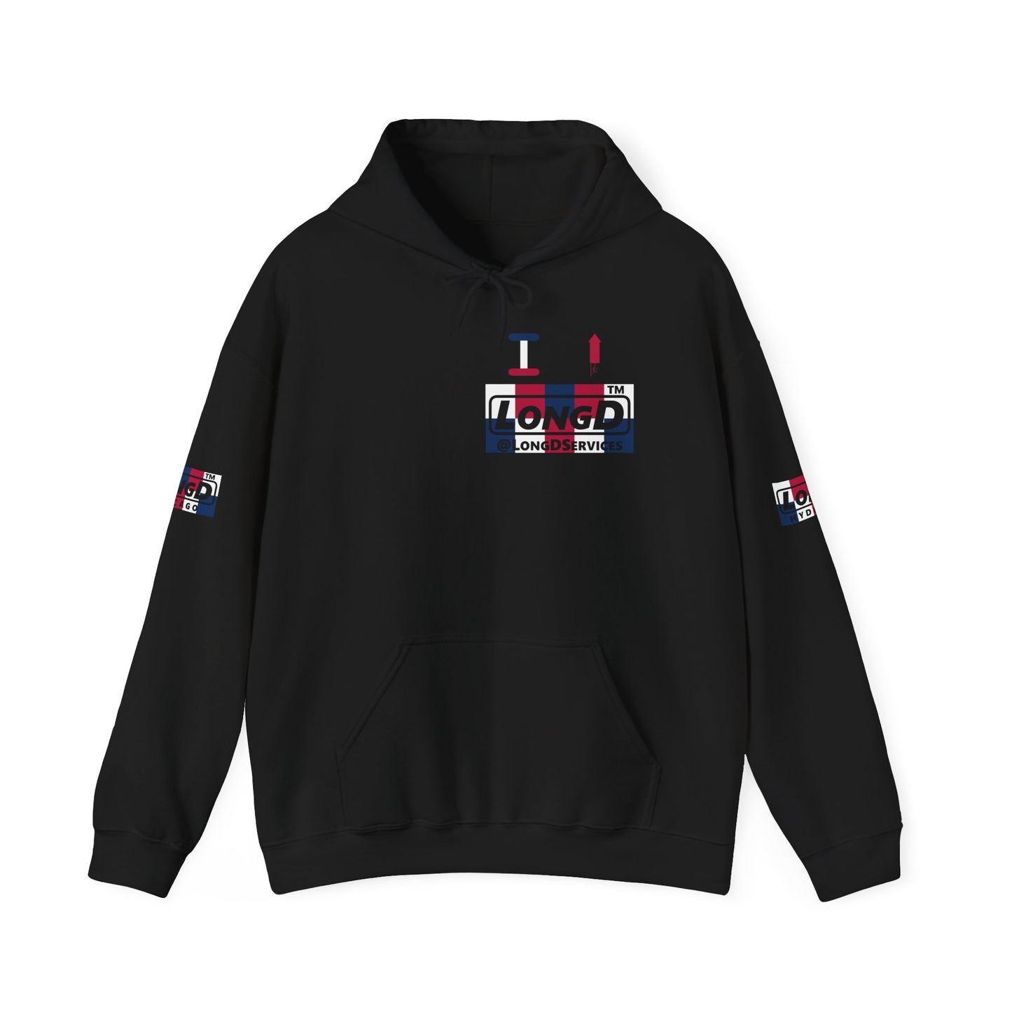 I firecracker LongD® negative 2x5 4-print single breasted tag logo hoodie