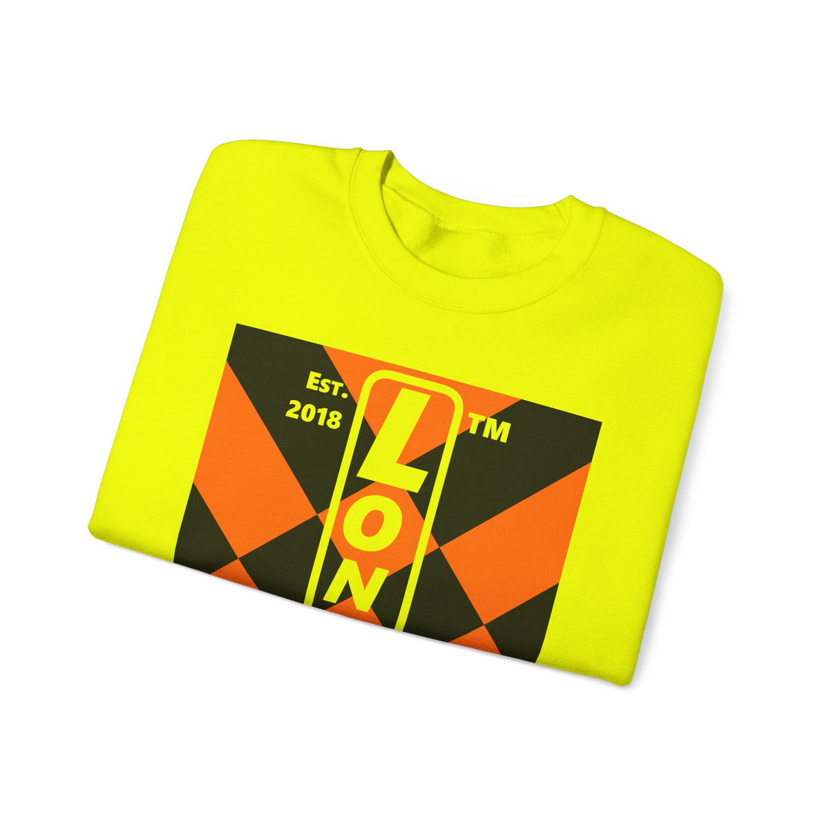 LongD Hyde Park negative upright mixed argyle logo (Halloween colors) crewneck sweatshirt