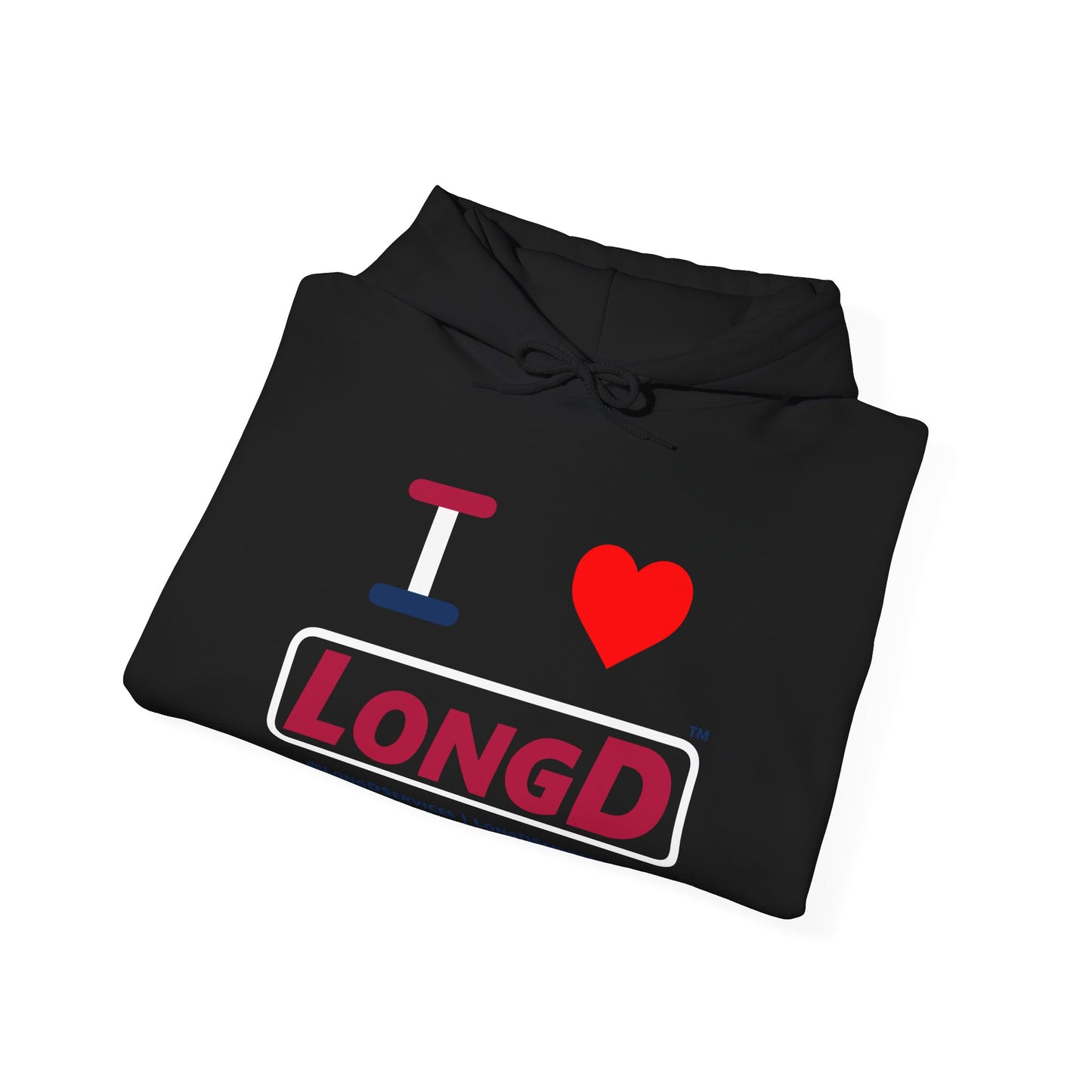 I Luv LongD® Logo Hoodie red, white and blue positive elements