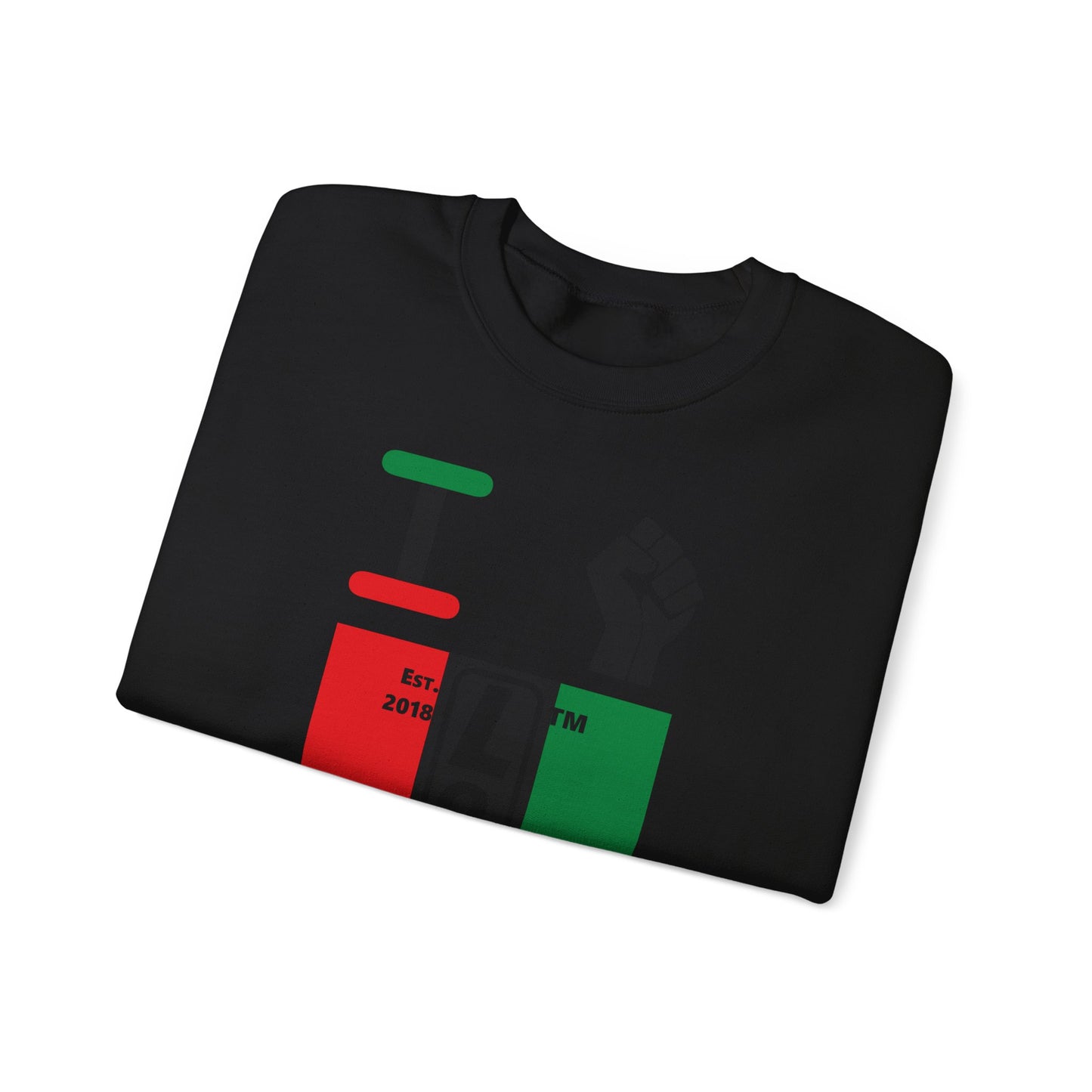 I Fist LongD negative vertical 3-striped Chicago upright logo crewneck sweatshirt