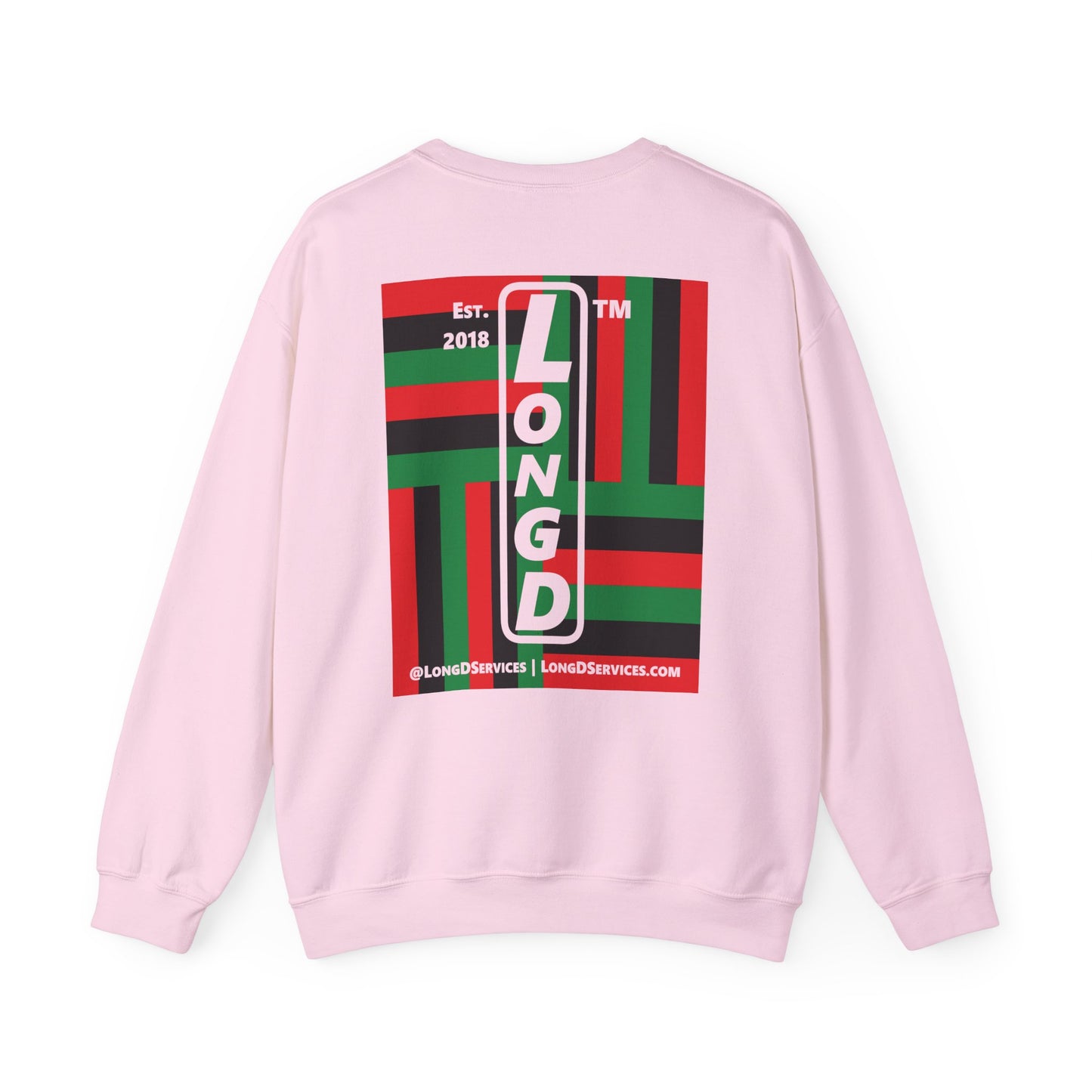 I Fist LongD negative windmill tag-domain upright front-back logo crewneck sweatshirt