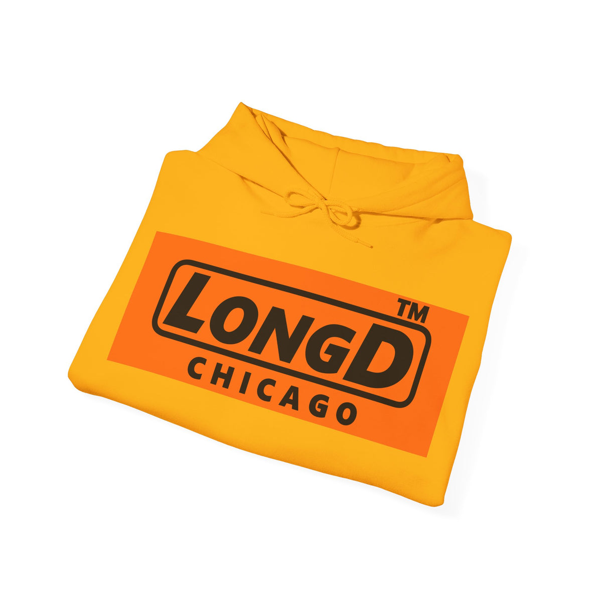 LongD Chicago logo Black (000000) on orange (FE7518) (Halloween colors) hoodie