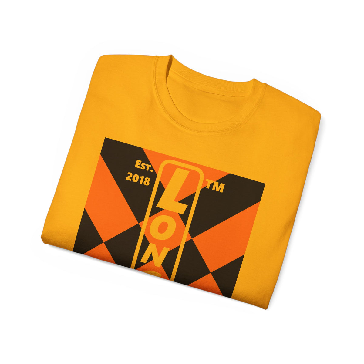 LongD Hyde Park negative upright mixed argyle logo (Halloween colors) cotton tee