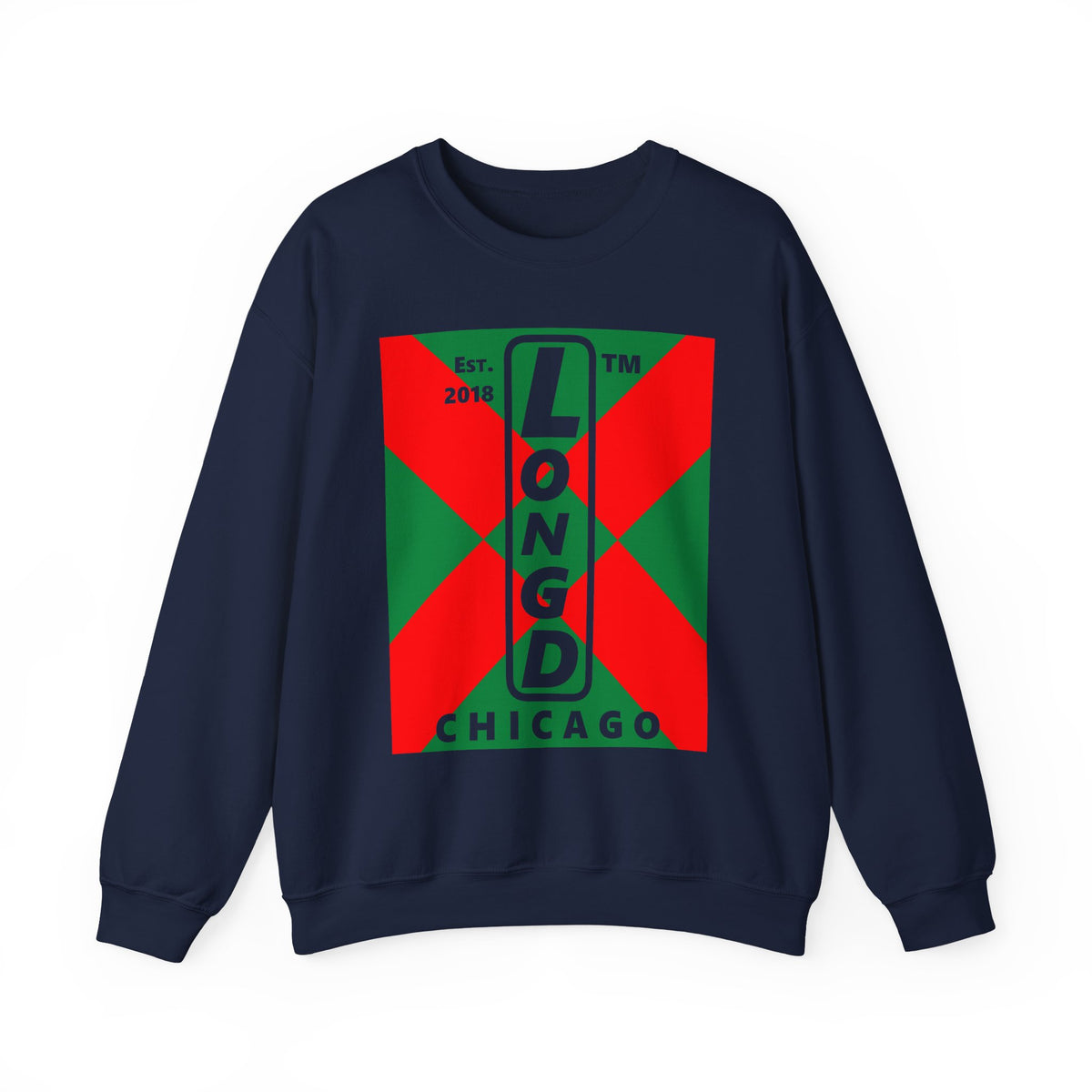 LongD Chicago negative upright argyle x logo (Xmas colors) crewneck sweatshirt