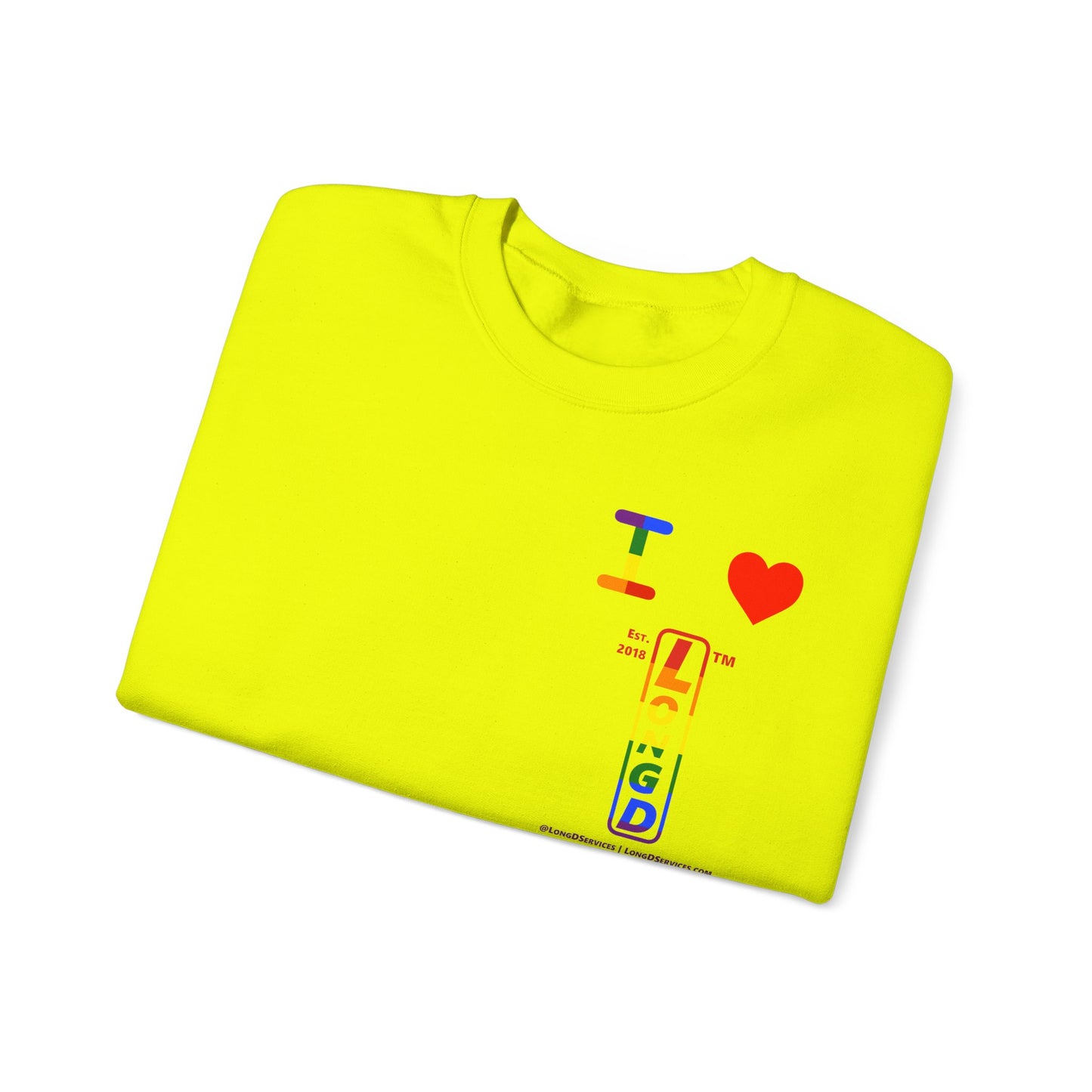 I Luv LongD positive horizontal 6-striped tag-domain upright 4-print single-breasted logo crewneck sweatshirt