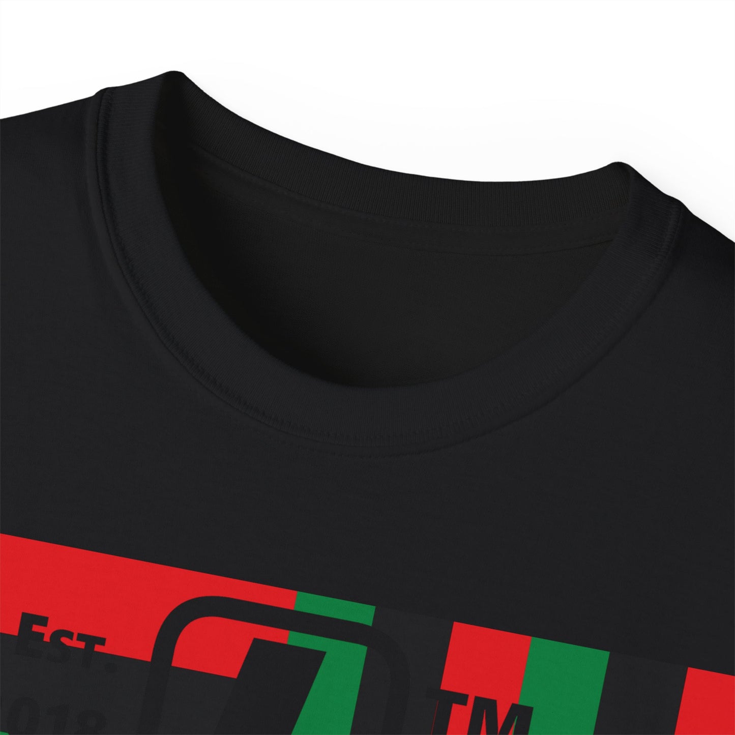 LongD Cotton Tee negative windmill Chicago upright logo (Juneteenth colors)