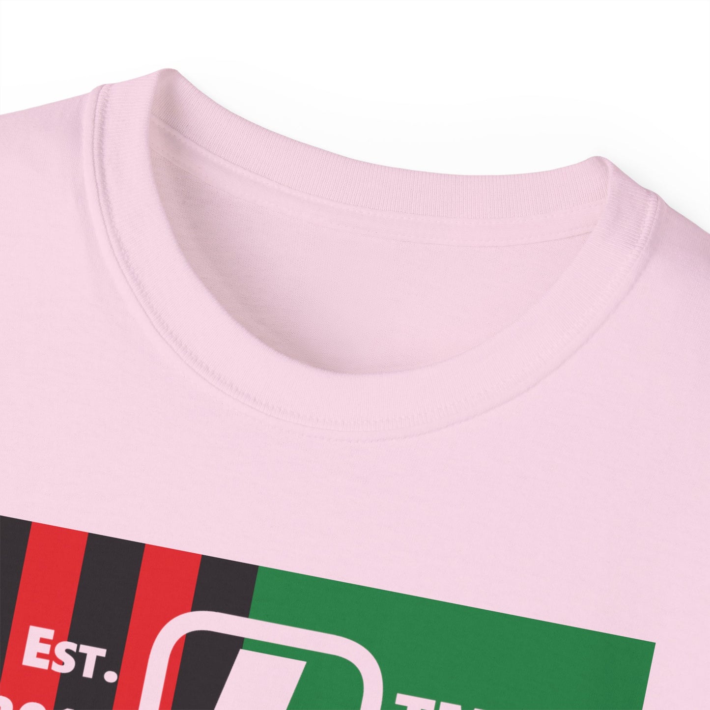 LongD Cotton Tee negative flag Chicago upright logo (Juneteenth colors)