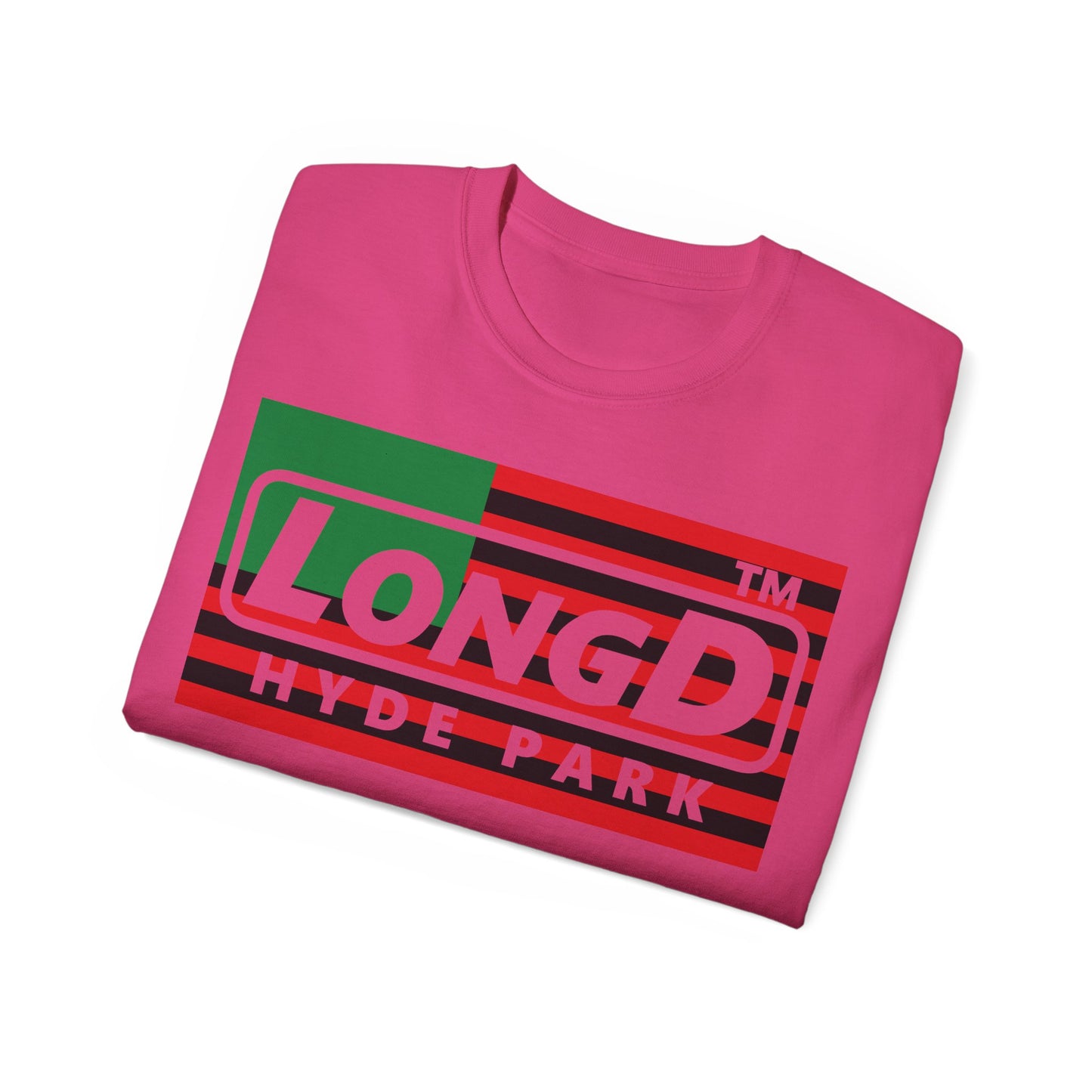LongD negative flag Hyde Park logo cotton tee (Juneteenth colors)