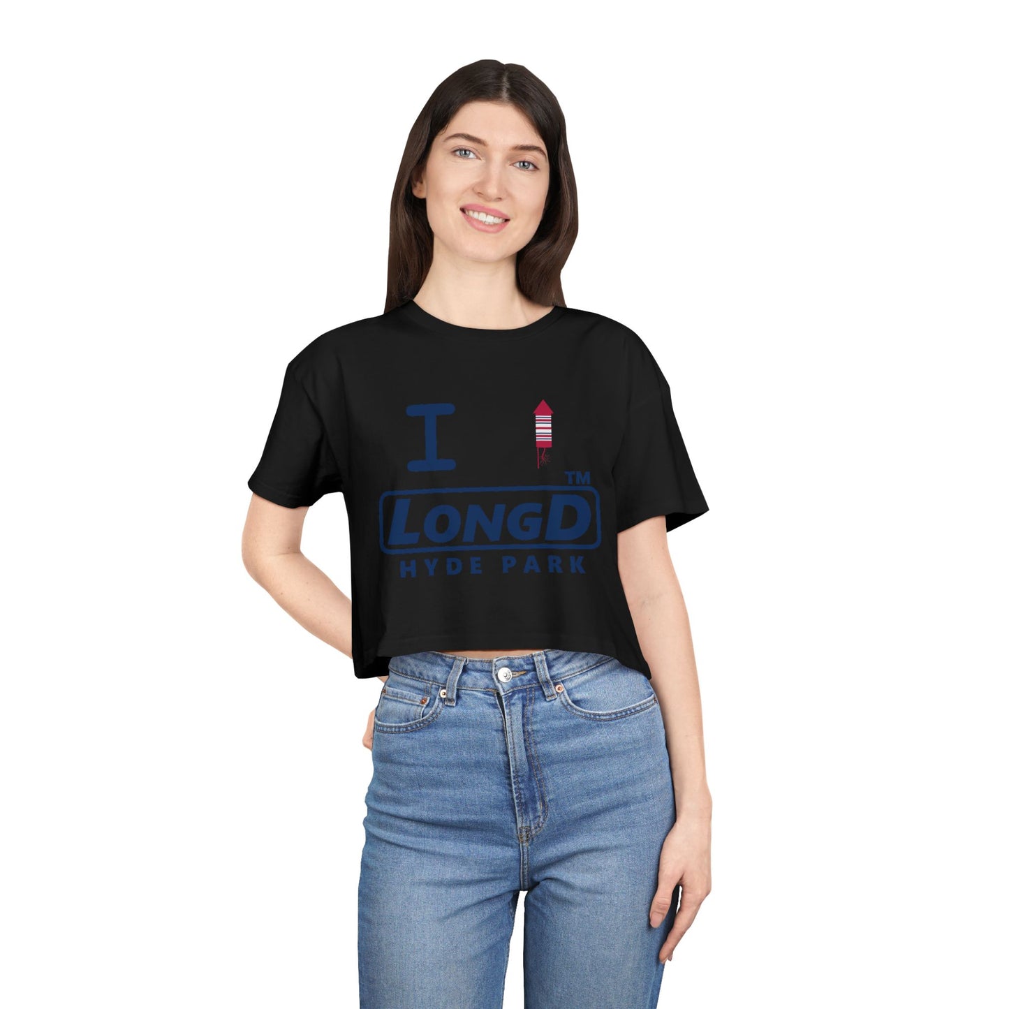 I firecracker LongD official basic Hyde Park Logo Crop Tee (Patriotic colors)
