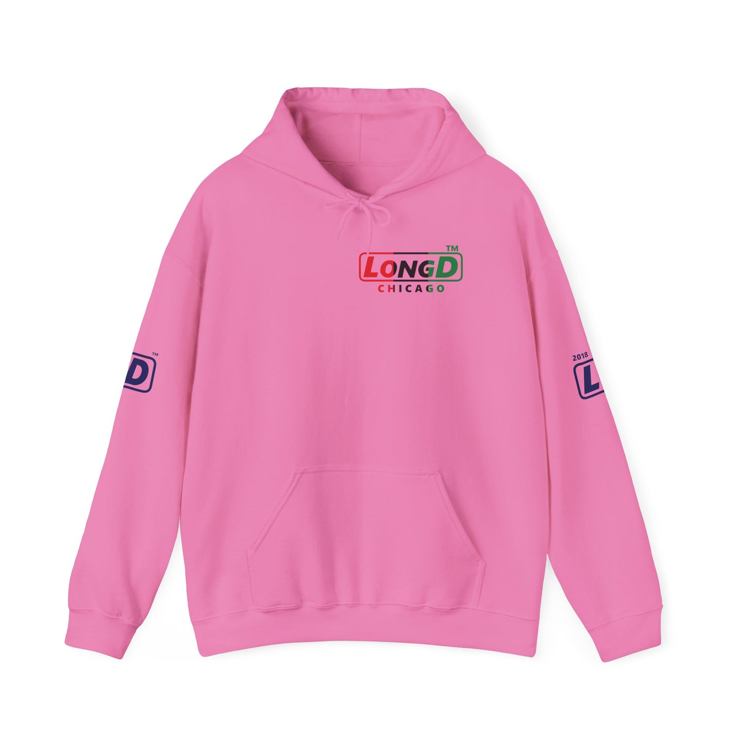 LongD® positive vertical 3-striped 4-print single-breasted Chicago logo Hoodie (Juneteenth colors)