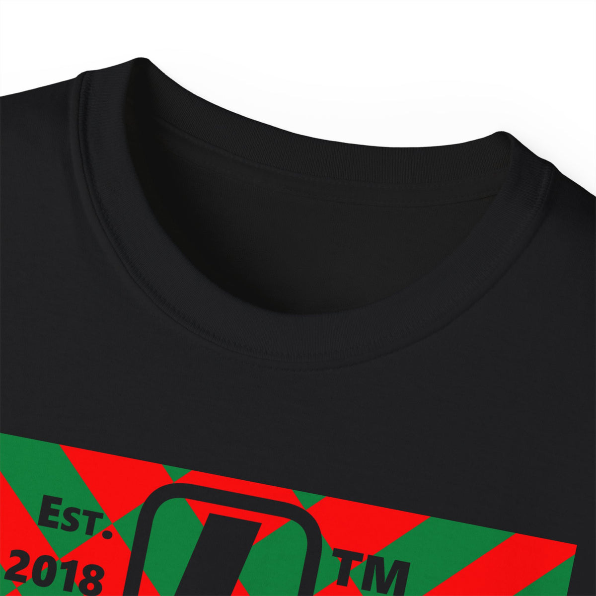 LongD Chicago negative upright stylized argyle 4-print logo (Xmas colors) cotton tee