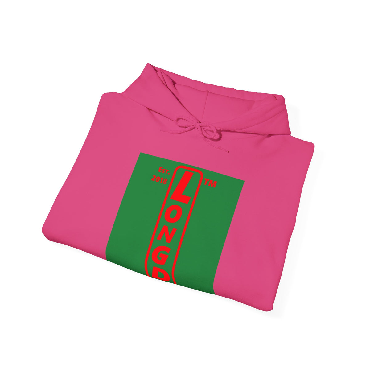 LongD Chicago upright logo positive red on negative green (Xmas colors) hoodie