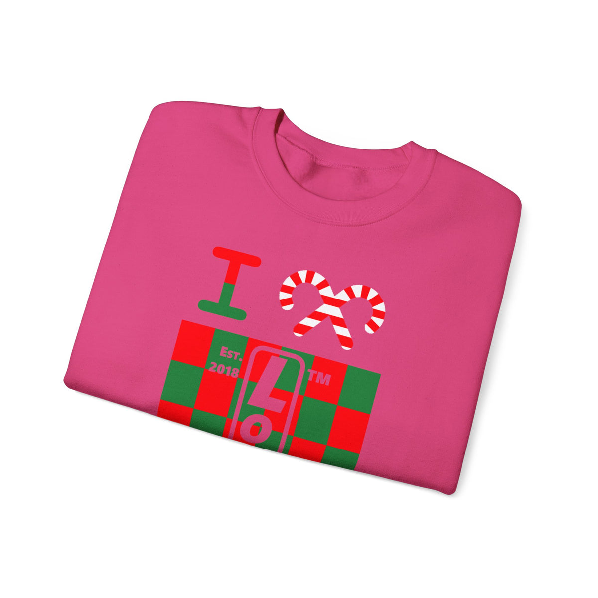 I candy cane LongD Chicago negative upright checkered logo crewneck sweatshirt