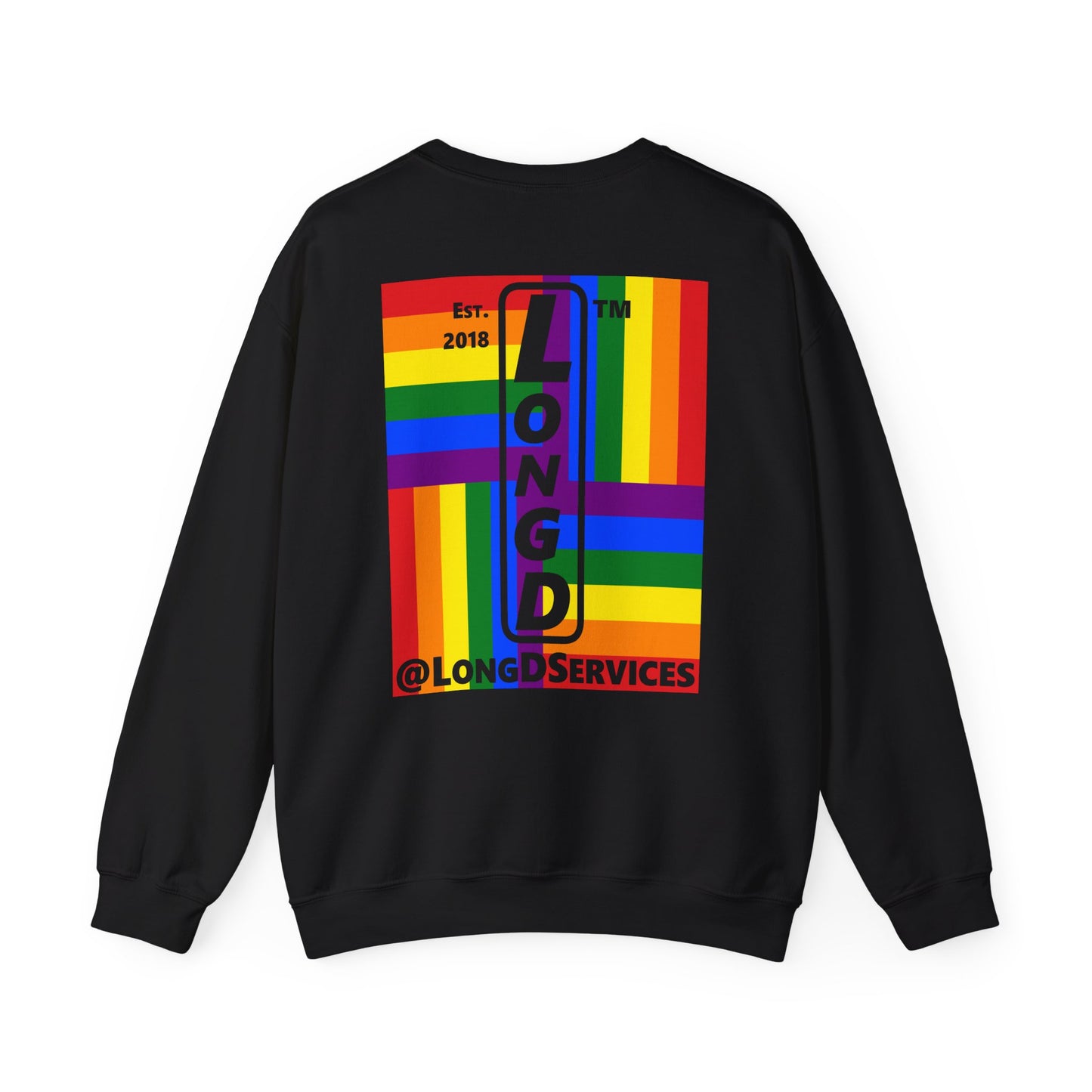 I Luv LongD negative windmill tag upright front-back logo crewneck sweatshirt