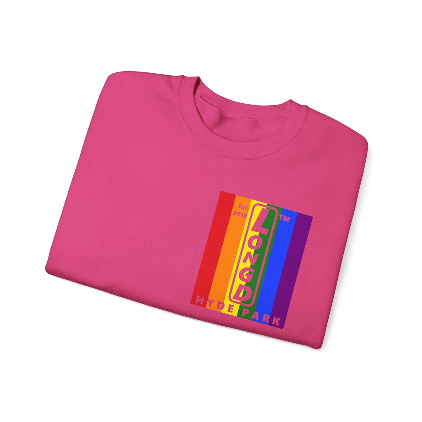 LongD negative flag single-breasted front-back Hyde Park upright logo crewneck sweatshirt (Pride colors)