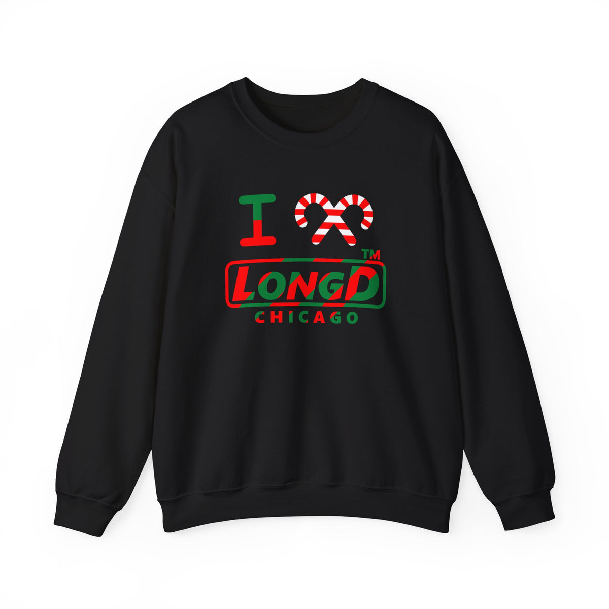 I candy cane LongD Chicago positive pixel-weighted 6-striped logo crewneck sweatshirt