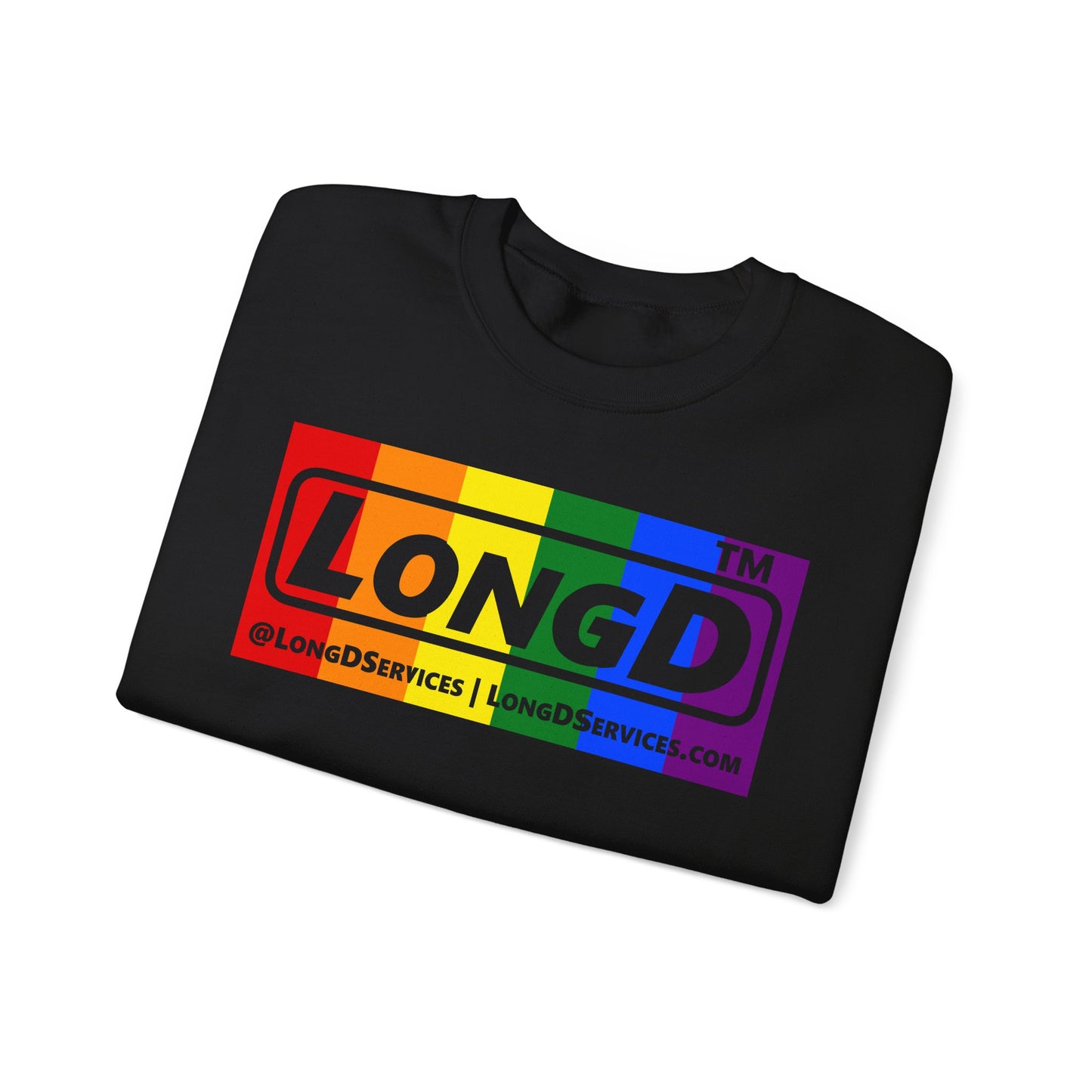 LongD official basic 4-print tag-domain logo crewneck sweatshirt with Pride heart