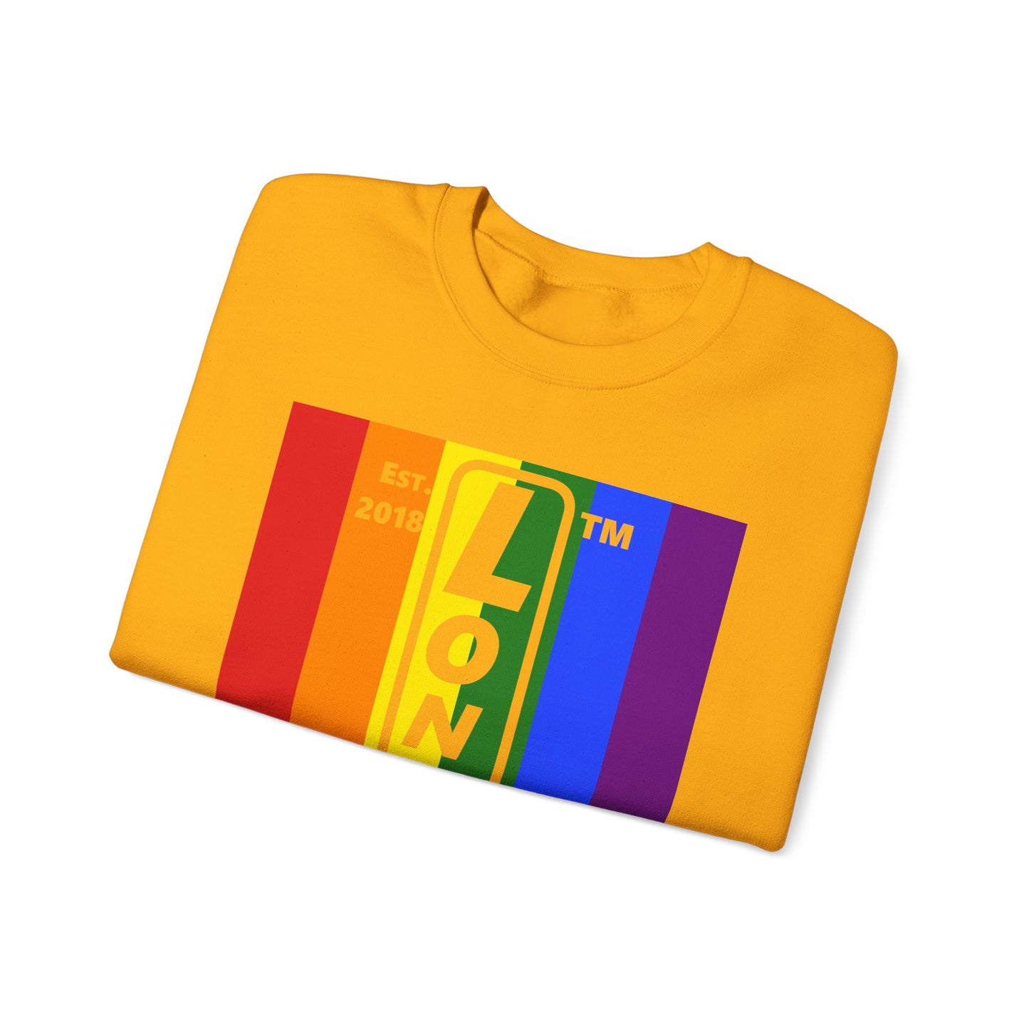 LongD negative cropped flag Chicago upright logo crewneck sweatshirt (Pride colors)
