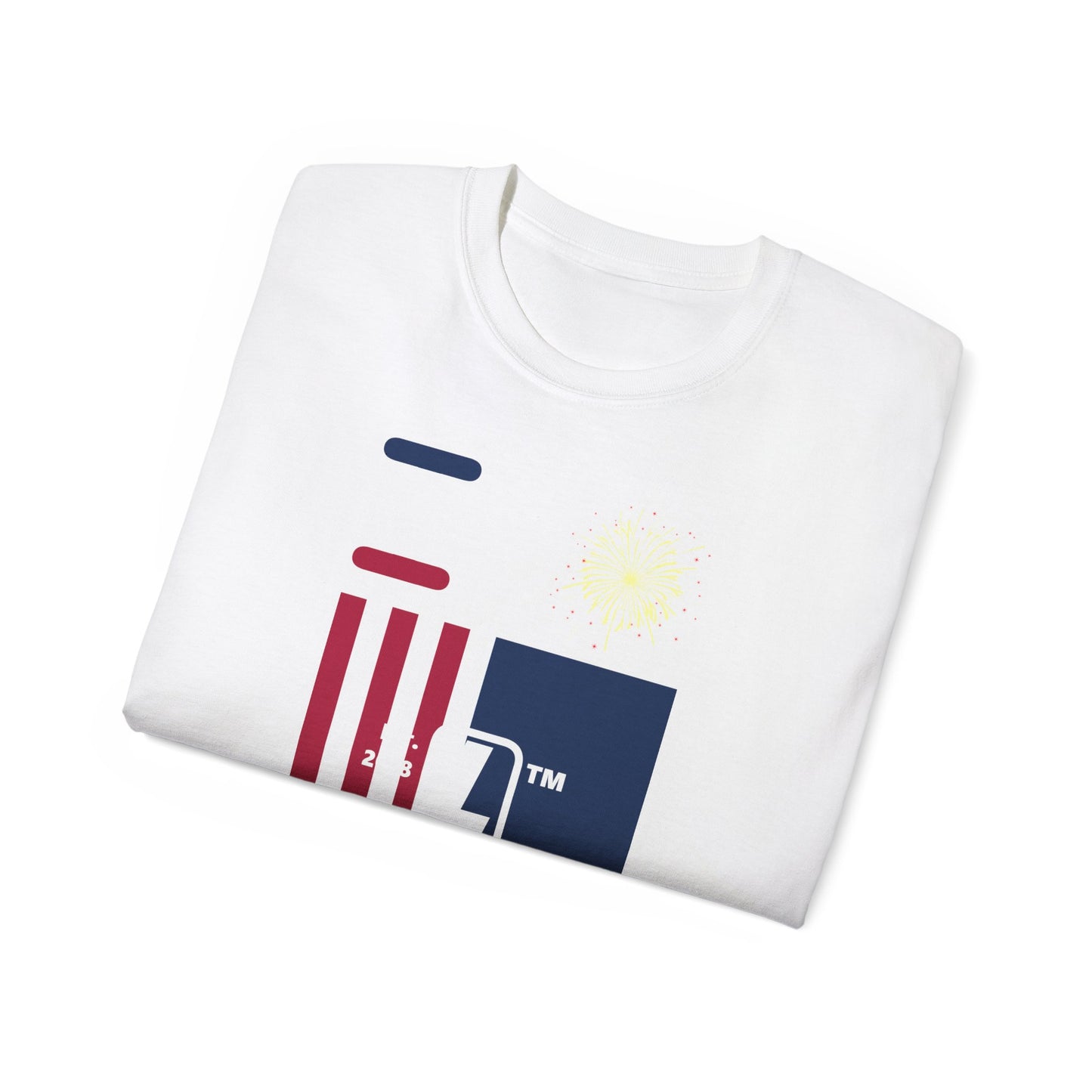 I Burst LongD cotton tee negative cropped flag Hyde Park upright logo (Patriotic colors)